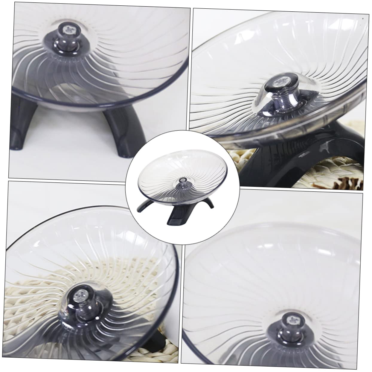 Silent Hamster Exercise Wheel - Noiseless Running Wheel for Gerbils, Rats, Hedgehogs & Small Pets - Grey Flying Saucer Design - Perfect for Cage Fitness & Nighttime Playtime