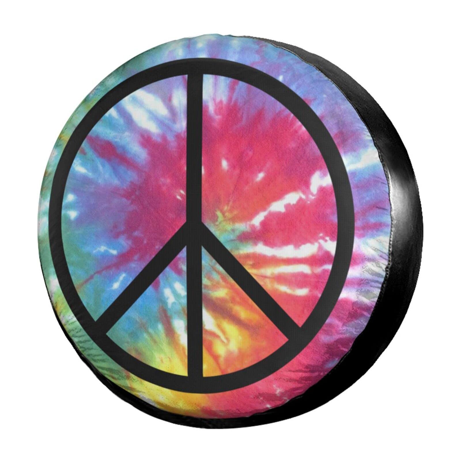 Peace Sign Tie Dye Wheel Cover - Waterproof Dustproof 17 Inch Tire Protector for RV, Trailer, SUV, Truck | Perfect for Camping, Road Trips & Outdoor Adventures