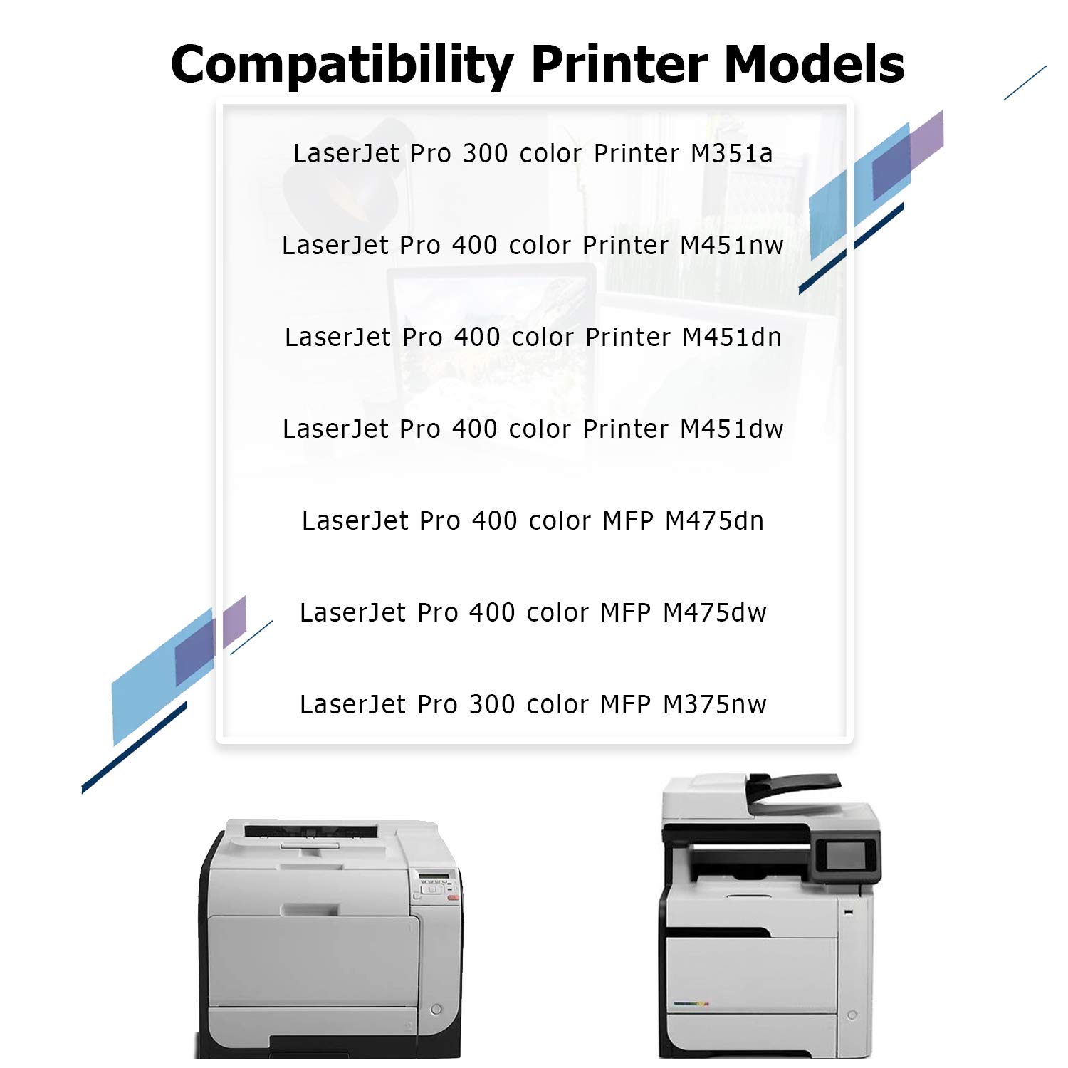 EAXIUCE 2-Pack 305A/CE410A Toner Cartridge for HP LaserJet M351a/M451 Series - High Yield Remanufactured for Office Printing
