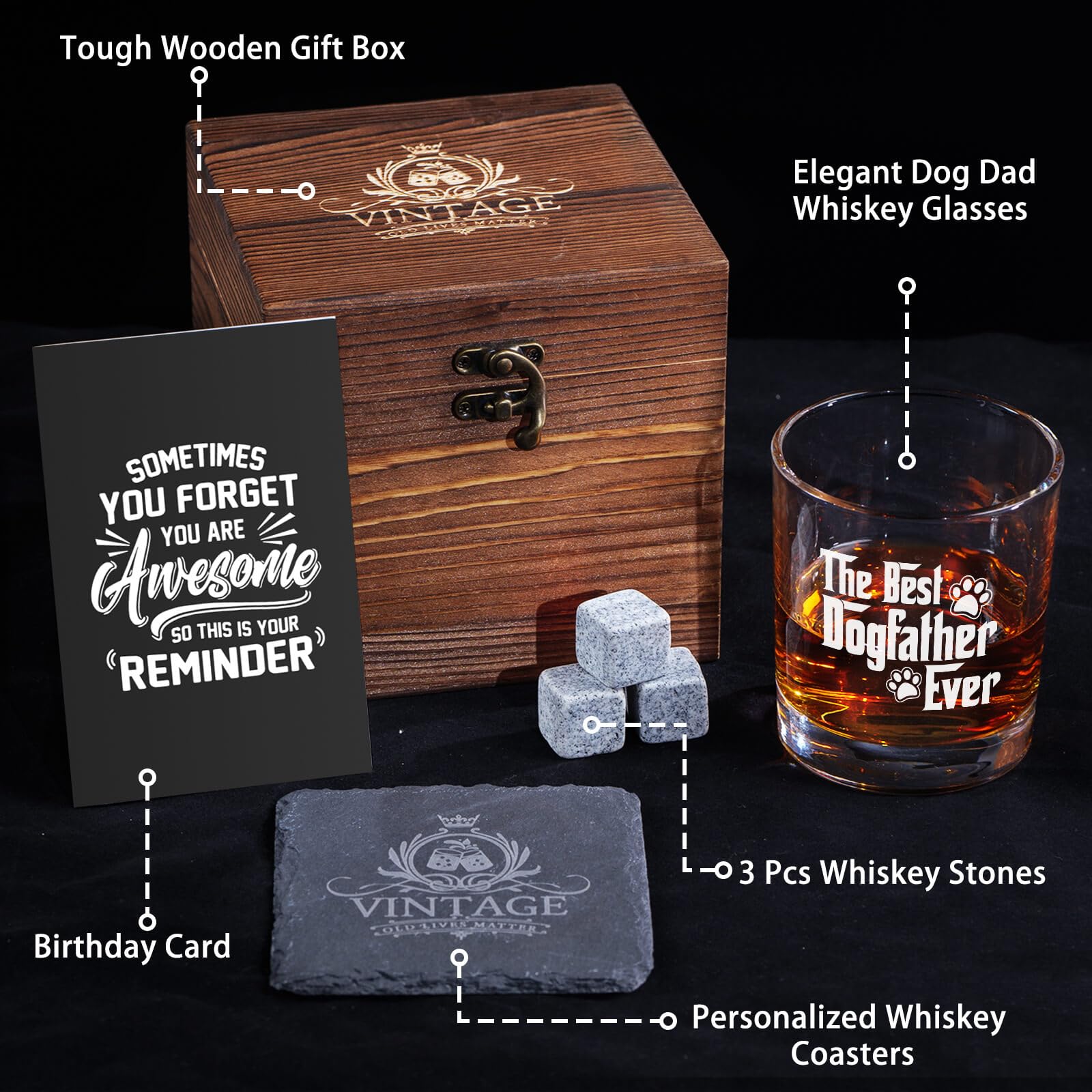 Funny Dog Dad Whiskey Glasses - Personalized Gifts for Dog Lovers, Cool Christmas Present for Men - Perfect for Father's Day, Birthday & Dog Owner Appreciation