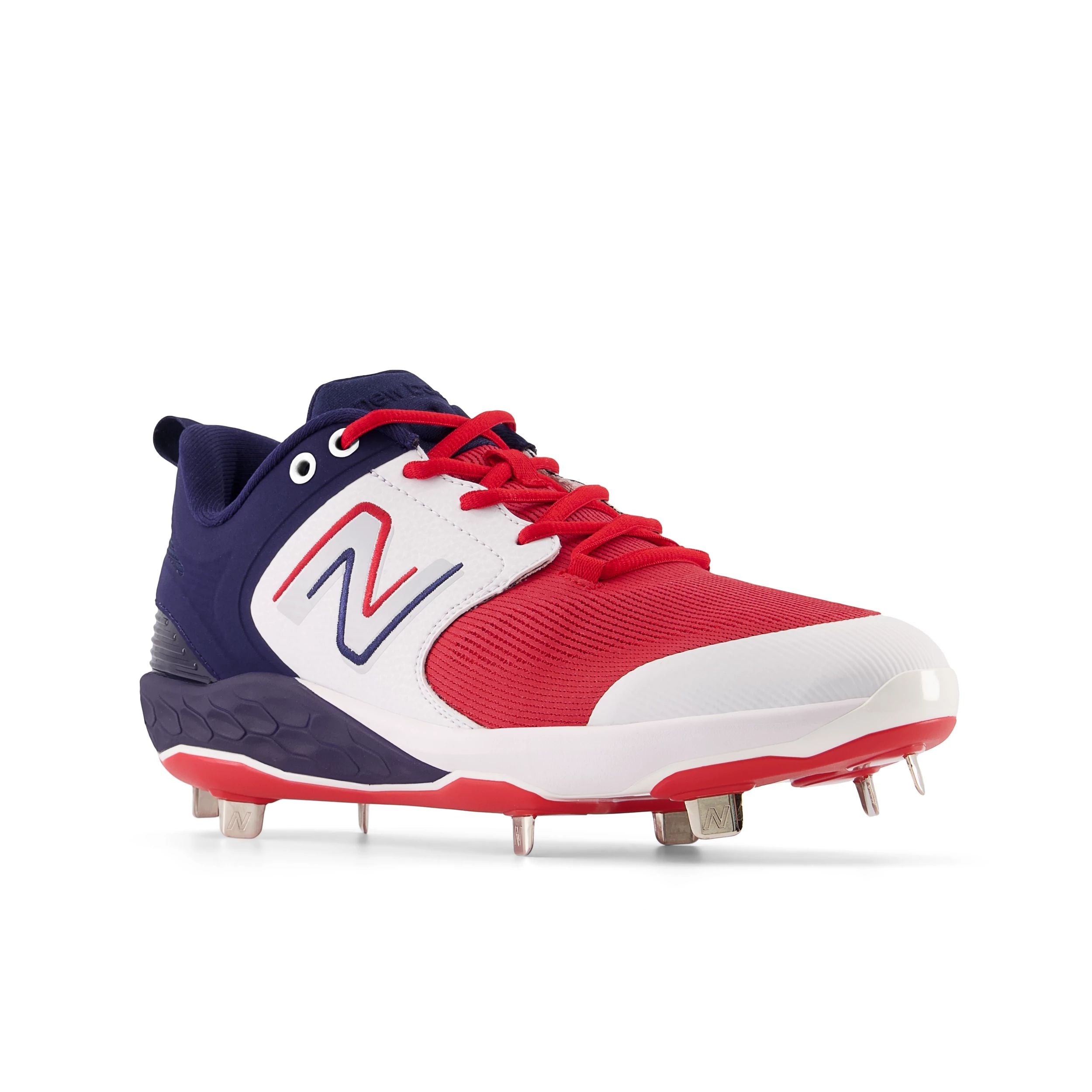New Balance Fresh Foam 3000v6 Men's Baseball Cleats - Navy/Red Low Metal Spikes for Traction & Comfort | Perfect for Baseball, Softball & Turf Sports