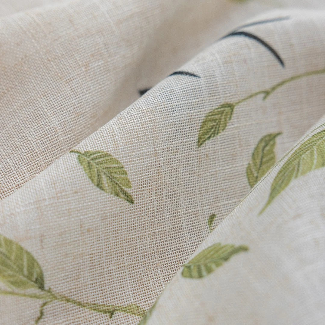 Lisa Serene Swallow Botanical Semi-Sheer Custom Curtains - Elegant Window Treatments for Living Room, Bedroom & Nursery Decor