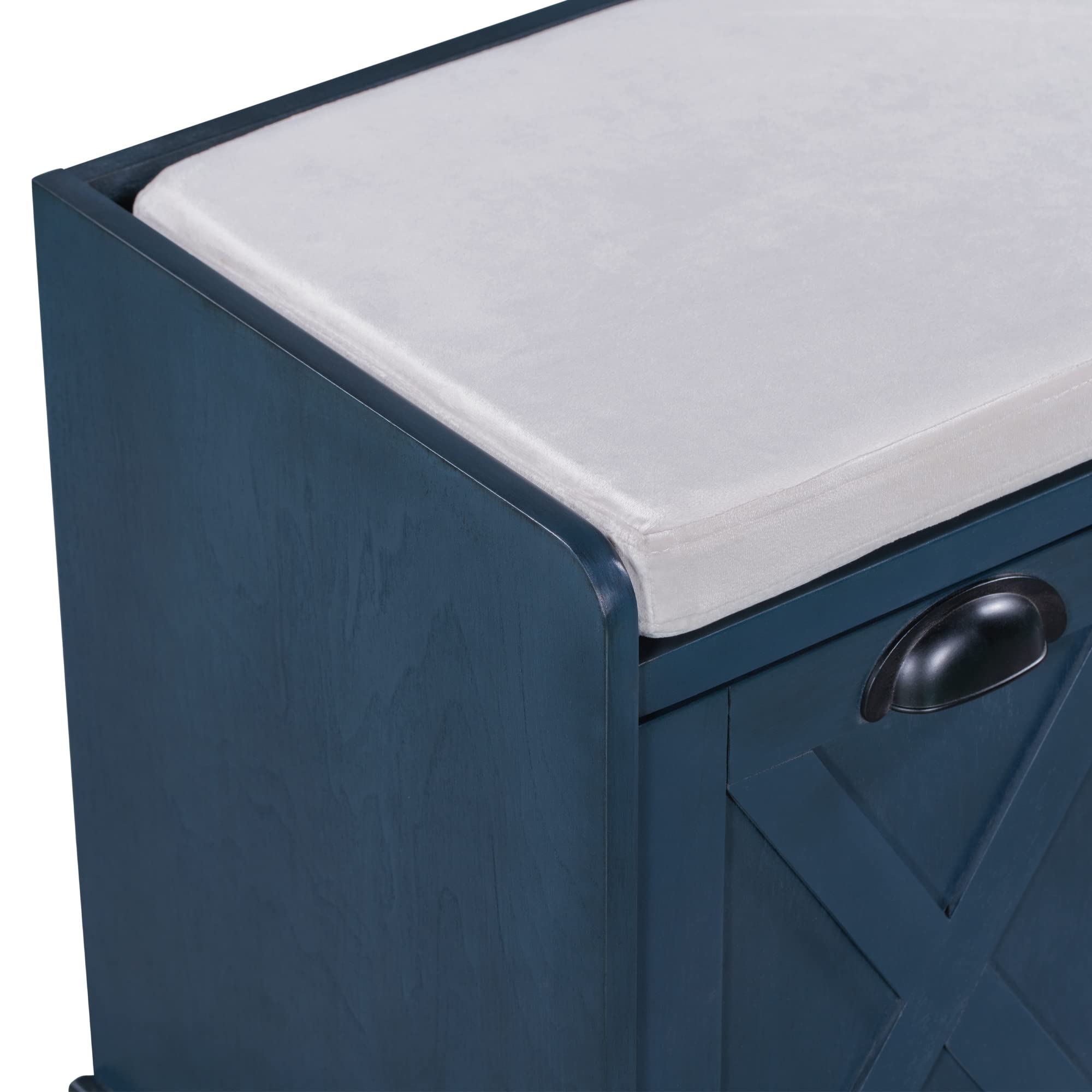 Rustic Solid Wood Storage Bench with 3 Drawers & Velvet Removable Cushion - Entryway Shoe Bench for Hallway, Living Room (Espresso) | Perfect for Small Space Organization & Home Decor