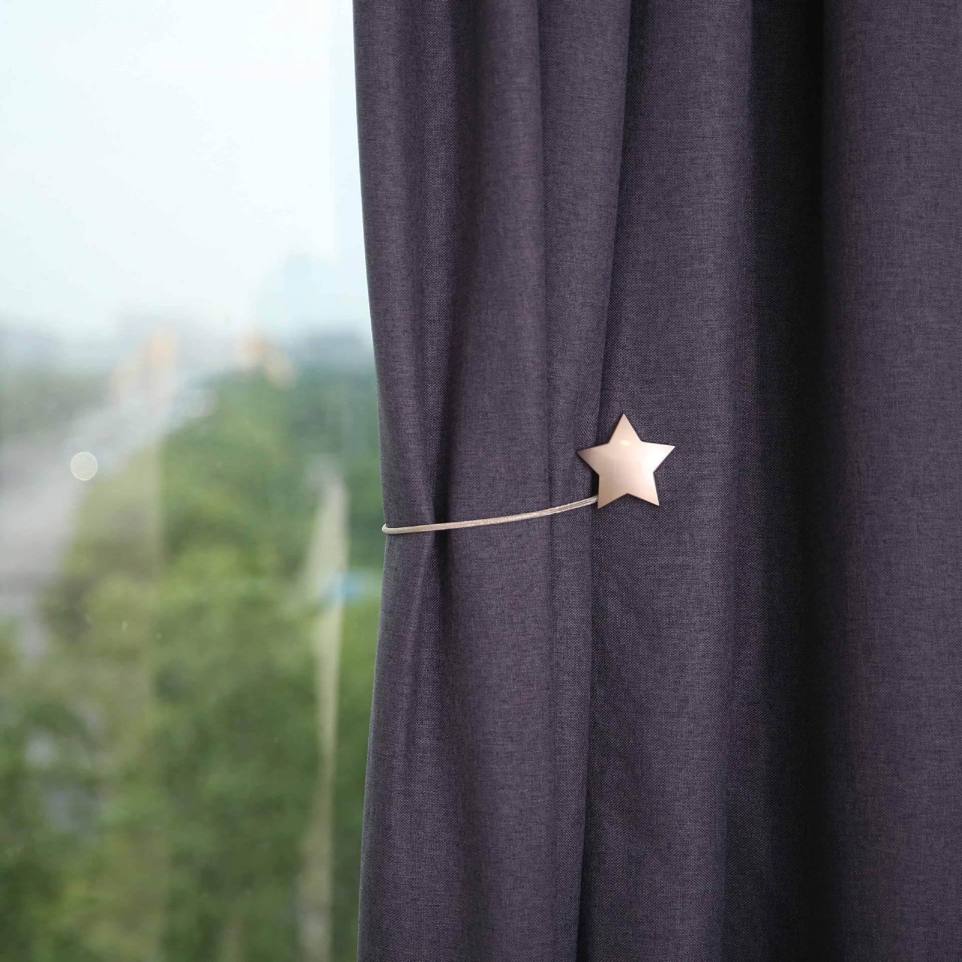 Creative Pentagram Magnetic Curtain Holdback - Decorative Metal Curtain Clip with Ball Buckle for Hanging Drapes - Silver Home Decor Accessory for Living Room & Bedroom Windows