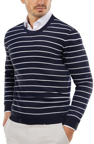 Horizontal Stripes White & Navy Blue
