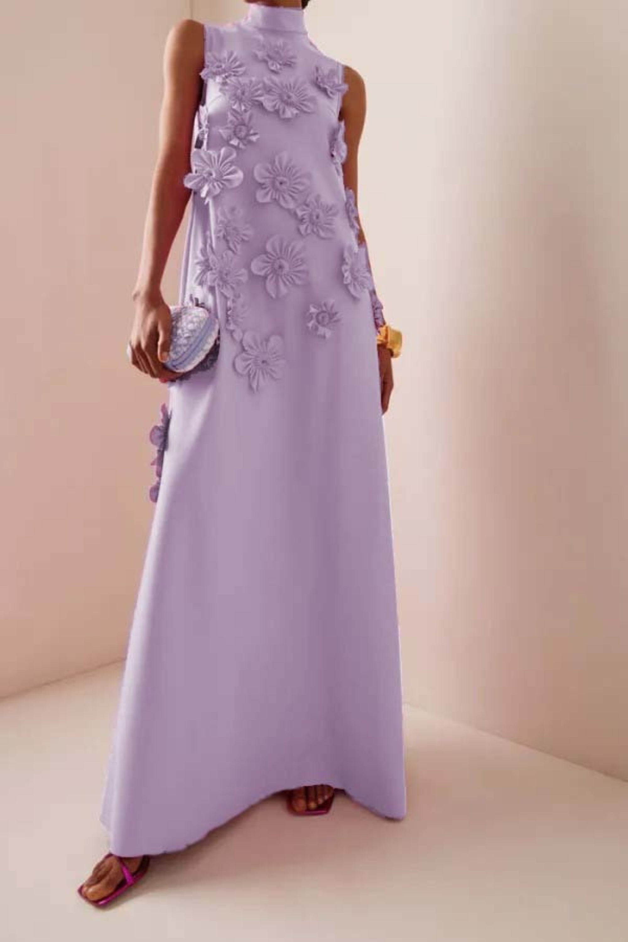 Elegant Purple Floral Embellished Maxi Dress for Women - Perfect for Weddings, Parties & Summer Vacations