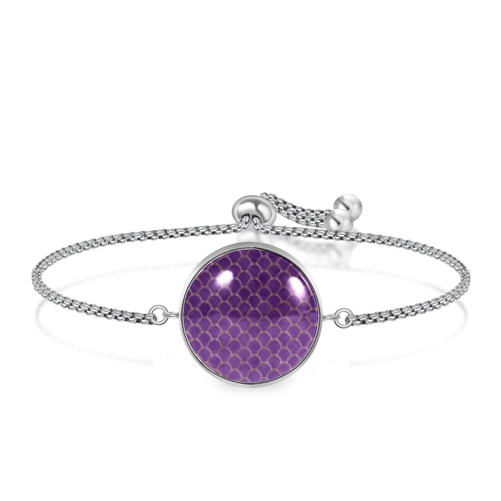 Adjustable Mermaid Scale Chain Bracelet for Women - Gold & Purple Fashion Jewelry, Birthday Christmas Gifts for Her, Friends - Perfect for Parties, Date Nights & Special Occasions