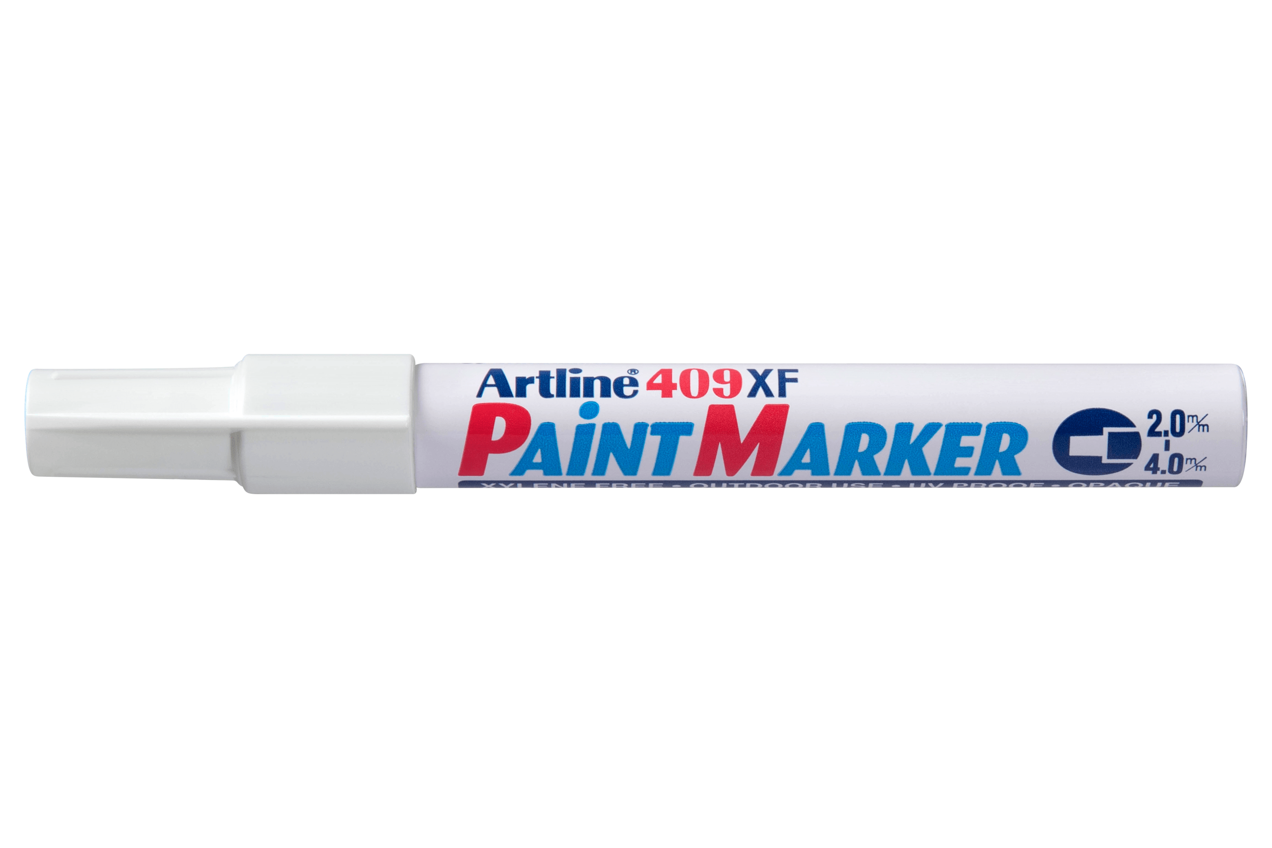 Artline 409 White Paint Marker 4.0mm Chisel Tip - 12 Pack for DIY Crafts, Signage & Industrial Labeling - Waterproof & Opaque Paint Pen for Glass, Metal, Plastic & Wood Surfaces
