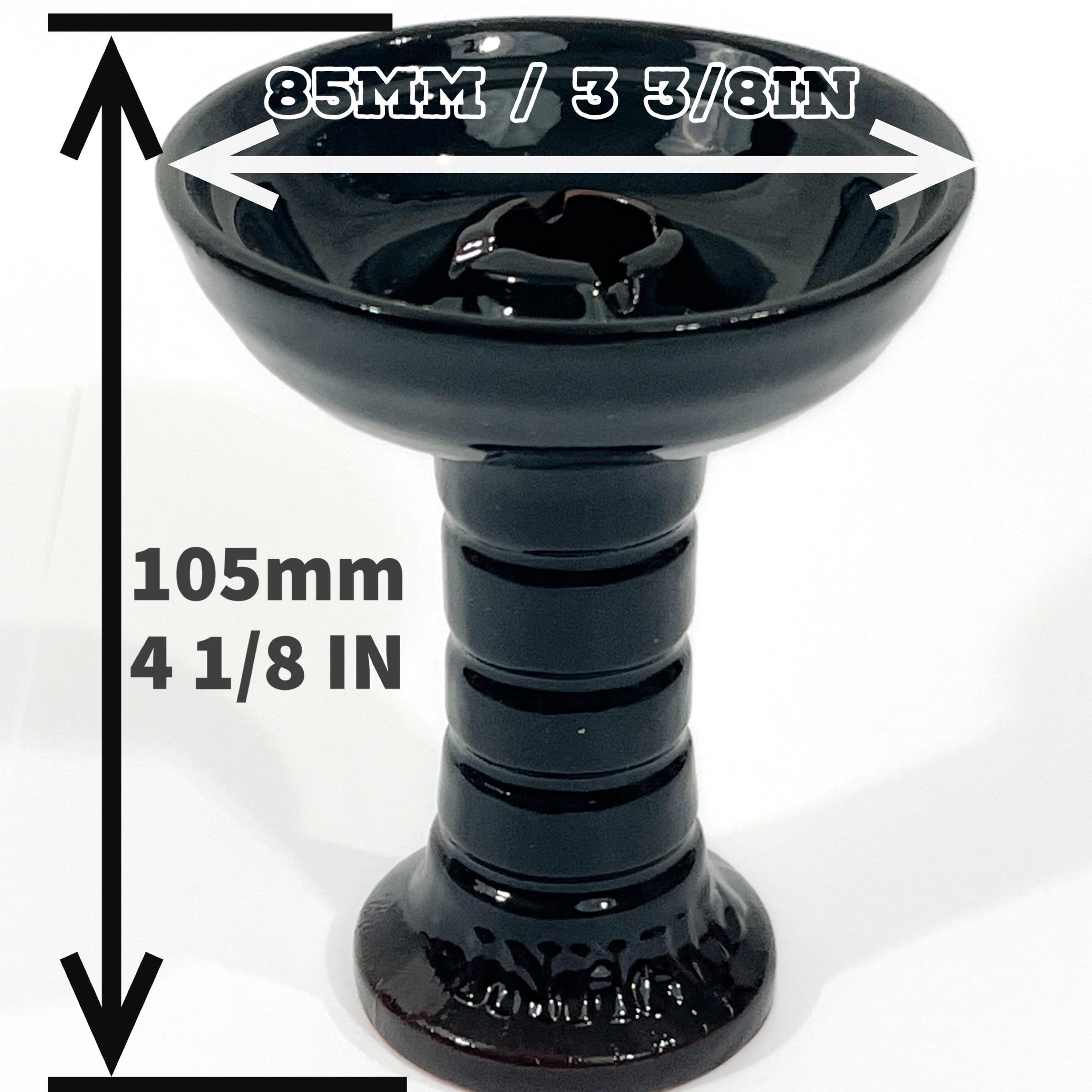Premium 4-Inch Glazed Clay Phunnel Hookah Bowl - Durable Funnel Shisha Accessory for Smooth Smoking (Black) - Perfect for Home Use, Parties & Hookah Lounges