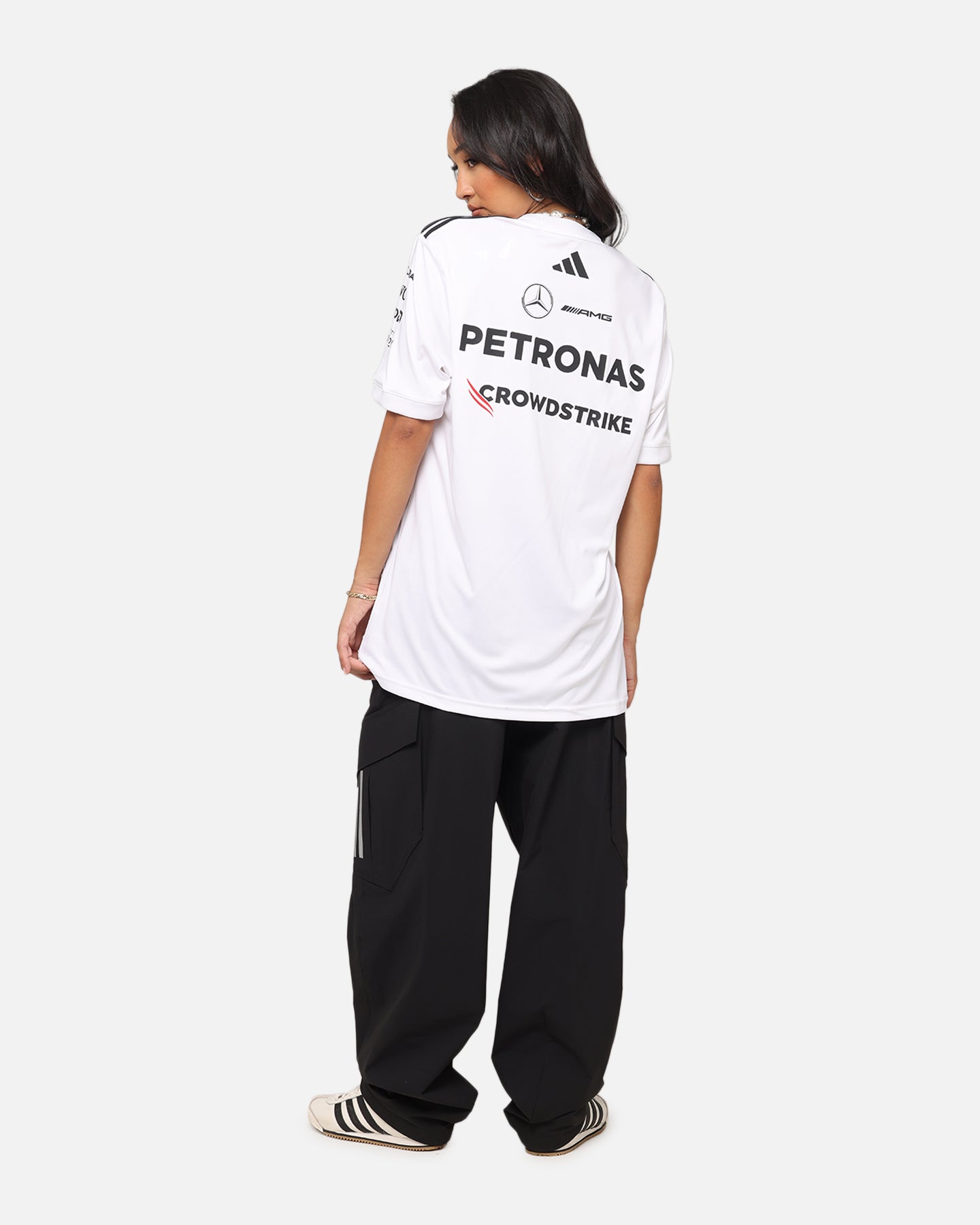 Adidas x Mercedes AMG Petronas Formula One F1 2025 Team Driver T-Shirt - White - Official Motorsport Fan Apparel for Racing Enthusiasts & F1 Events