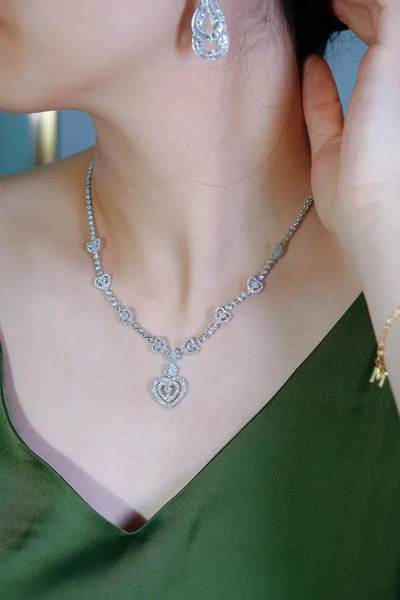 18K White Gold Vintage Palace Style Diamond Necklace for Women - 5.3 Carat Real Natural Diamond Wedding Jewelry | Perfect for Bridal, Anniversary, and Special Occasion Gifts