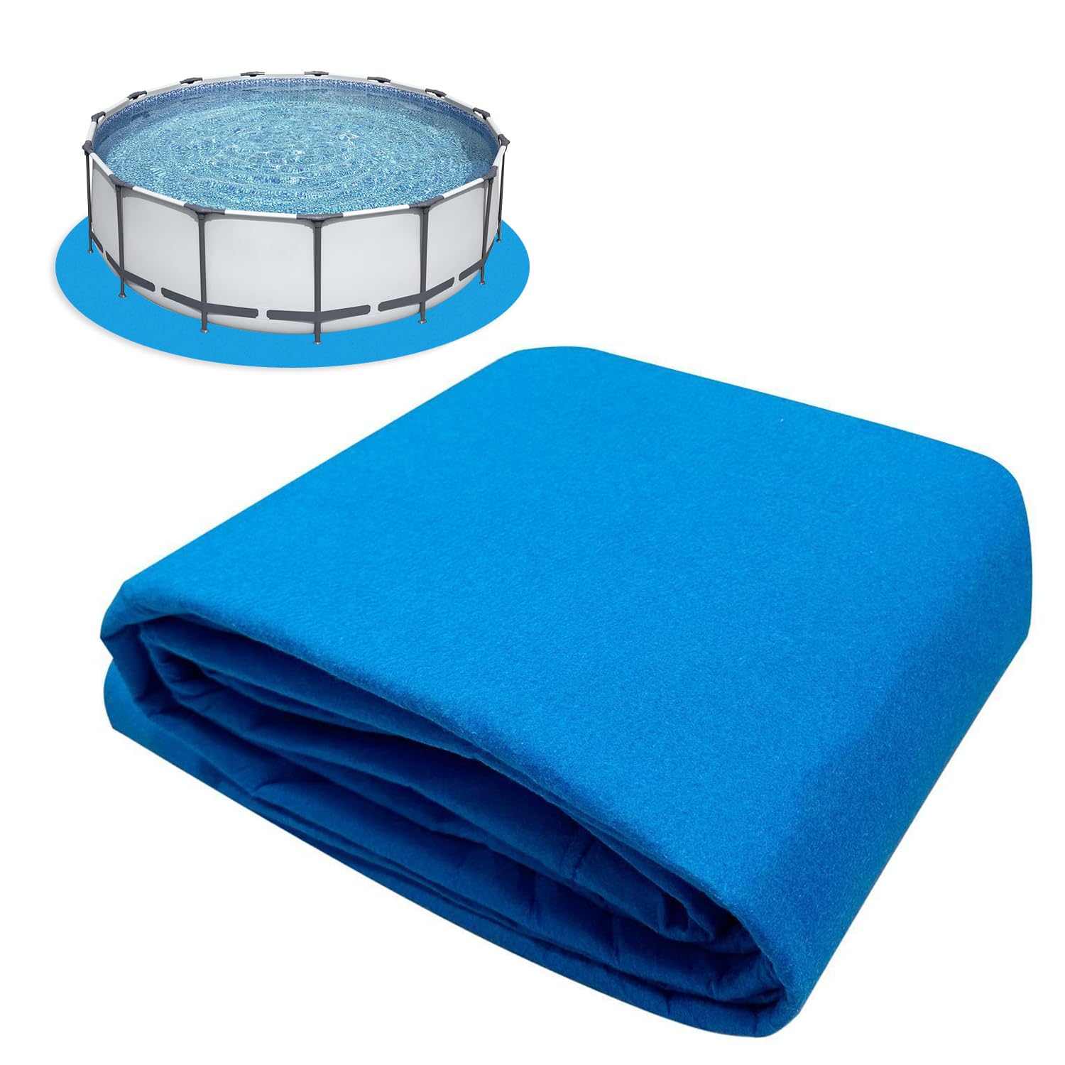 18 Feet Round Pool Liner Pad for Above Ground Pools - Heavy Duty Geotextile Material, Puncture Resistant, Extends Pool Liner Life - Blue - Perfect for Backyard, Garden, and Outdoor Swimming Pool Protection