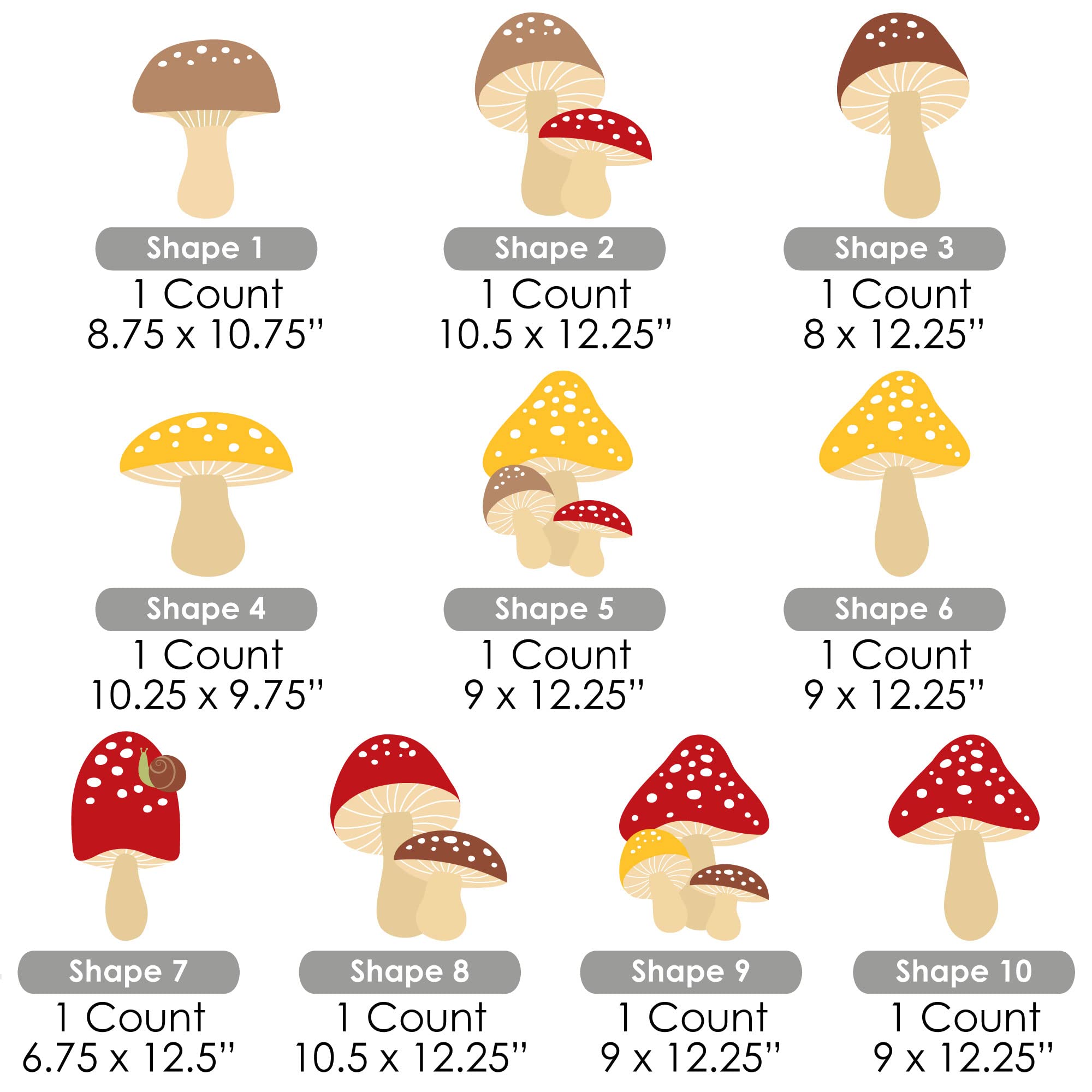 Big Dot of Happiness Wild Mushroom Decor Set - 10-Piece Outdoor Red Toadstool Lawn & Garden Decorations for Parties, Fairy Gardens, and Backyard Landscaping | Waterproof Yard Ornaments for Spring, Summer & Fall
