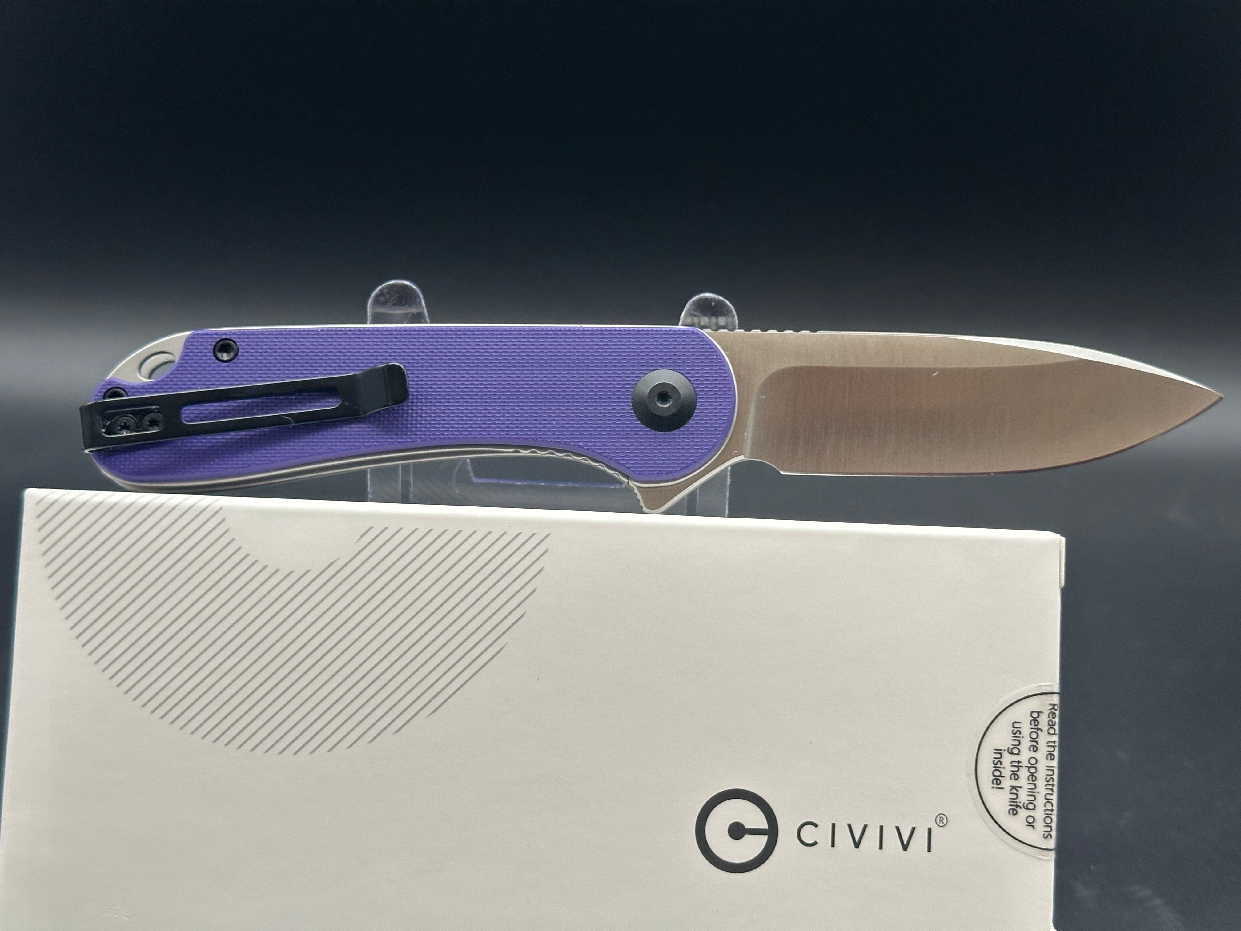 CIVIVI Elementum Liner Lock Folding Knife - Purple G10 Handle, 2.9