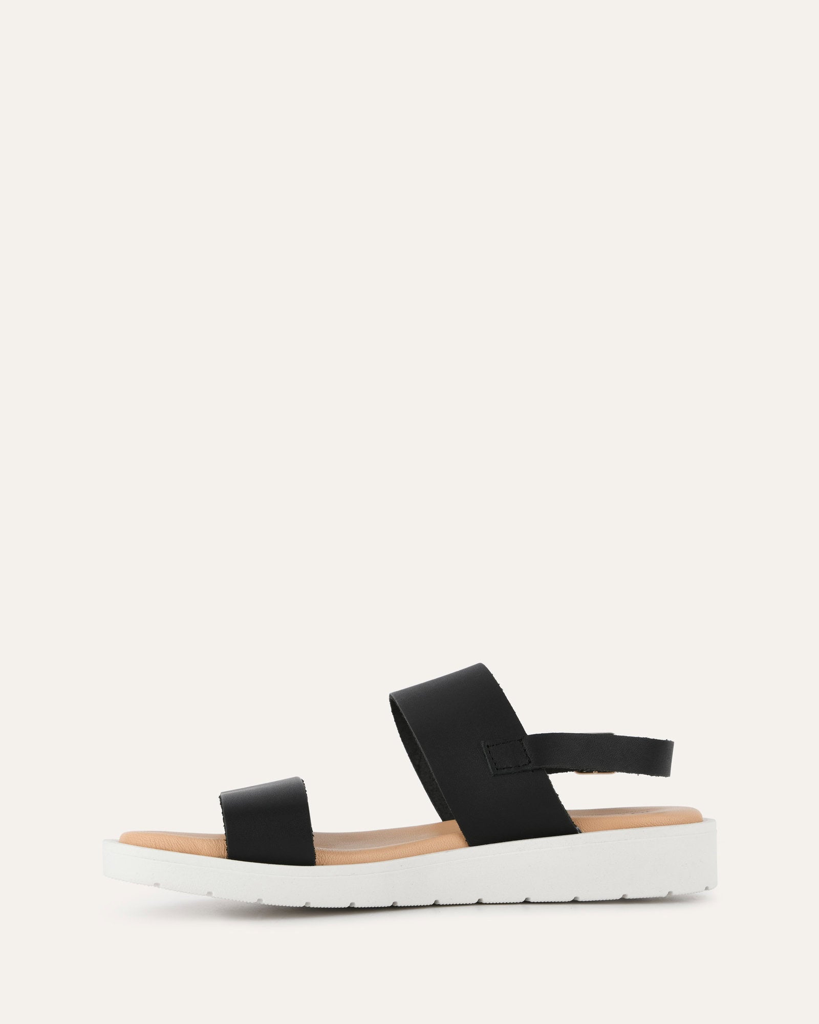 ROSALIE Women's Flat Sandals - Black Leather Comfortable Slides for Casual Wear, Beach, and Summer Outfits