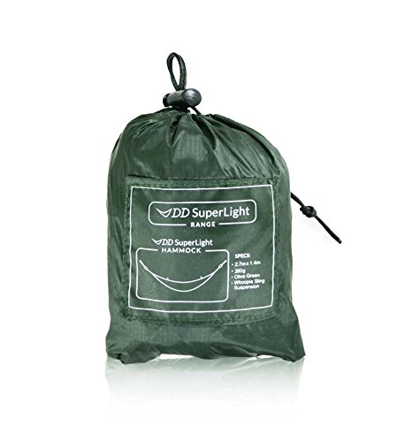 DD Hammocks Superlight Hammock - Ultra Lightweight & Compact Camping Hammock for Backpacking, Hiking, Bikepacking | Ripstop Nylon Fabric | Olive Green | Perfect for Outdoor Adventures, Travel & Relaxation in Nature