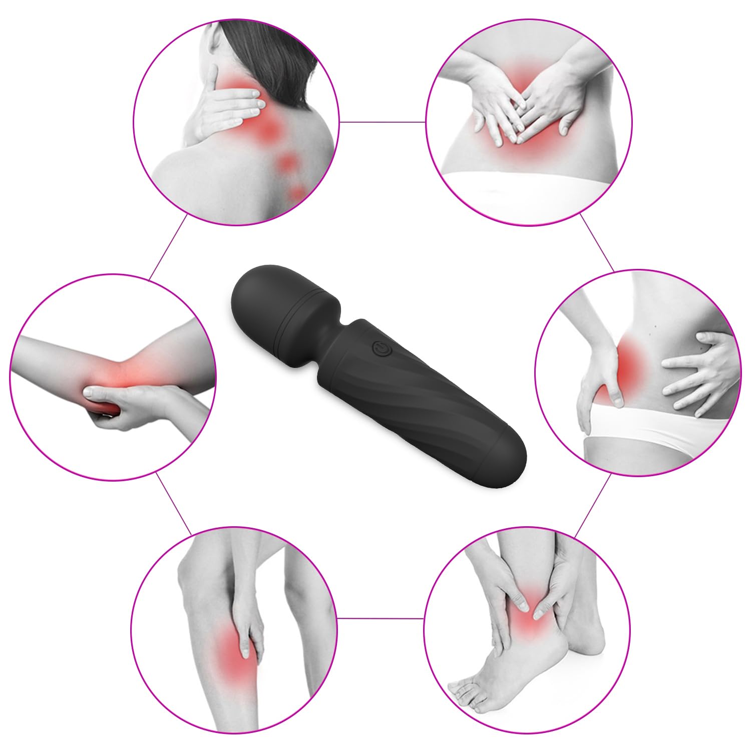 Rechargeable Mini Personal Massager - 10 Speed Settings, Cordless & Waterproof, Ultra Quiet Portable Massage Gun for Neck, Back, Shoulder Pain Relief - Perfect for Home, Office, Travel (4.6 x 1.16 inches, Black)