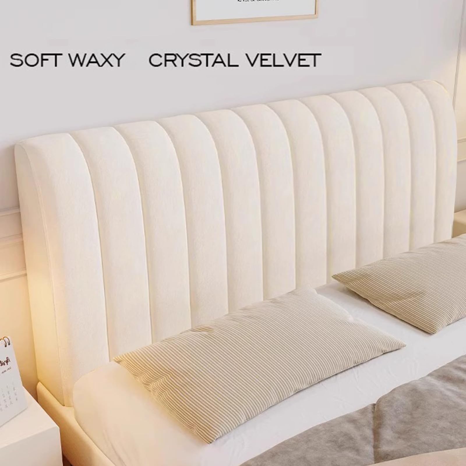 Velvet Bed Headboard Slipcover - Stretchy Removable Headboard Cover for Queen, Full, Twin & Cal King Beds | Thick Dustproof Fabric Protector | Perfect for Bedroom Decor & Home Styling