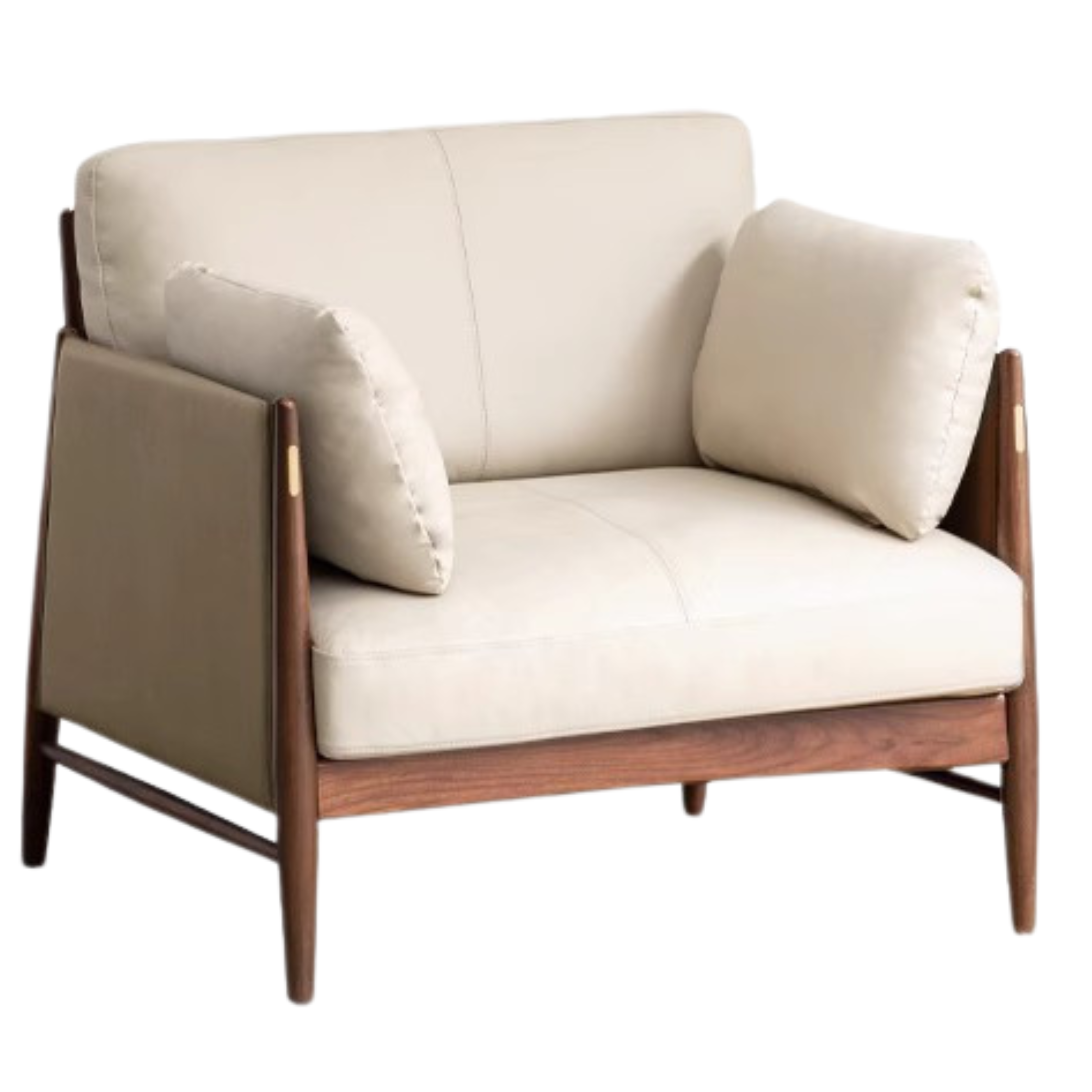 34.2x32.2x32.6 inch / 87x82x83 cm / brown + beige leather / single seat