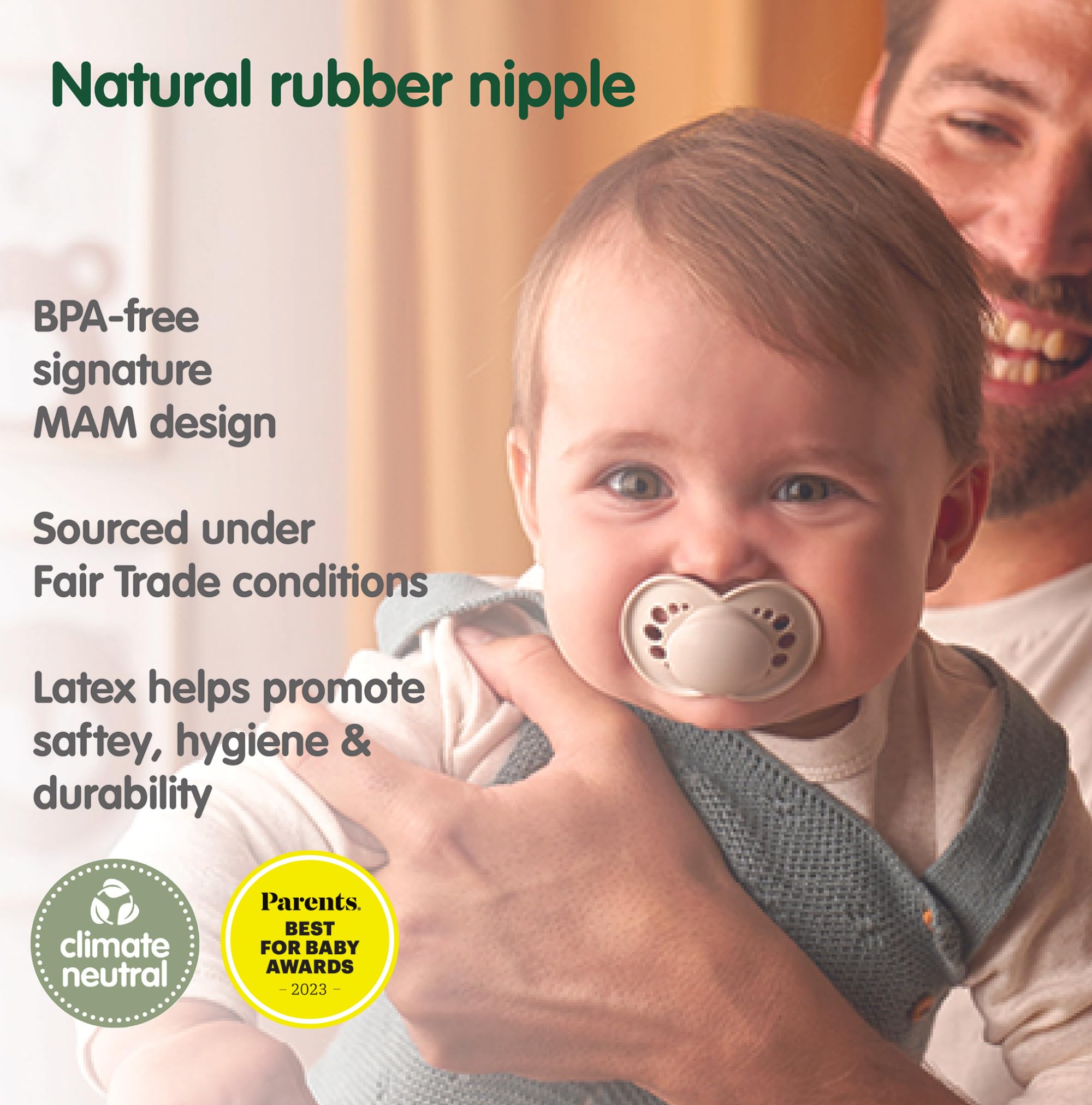 **MAM Original Latex Pacifiers for Babies 0-6 Months – Natural Rubber Nipple, Eco-Friendly Bio-Circular Materials, Easy to Clean with Sterilizer Case – 2 Pack (Perfect for Soothing Newborns & Travel)**