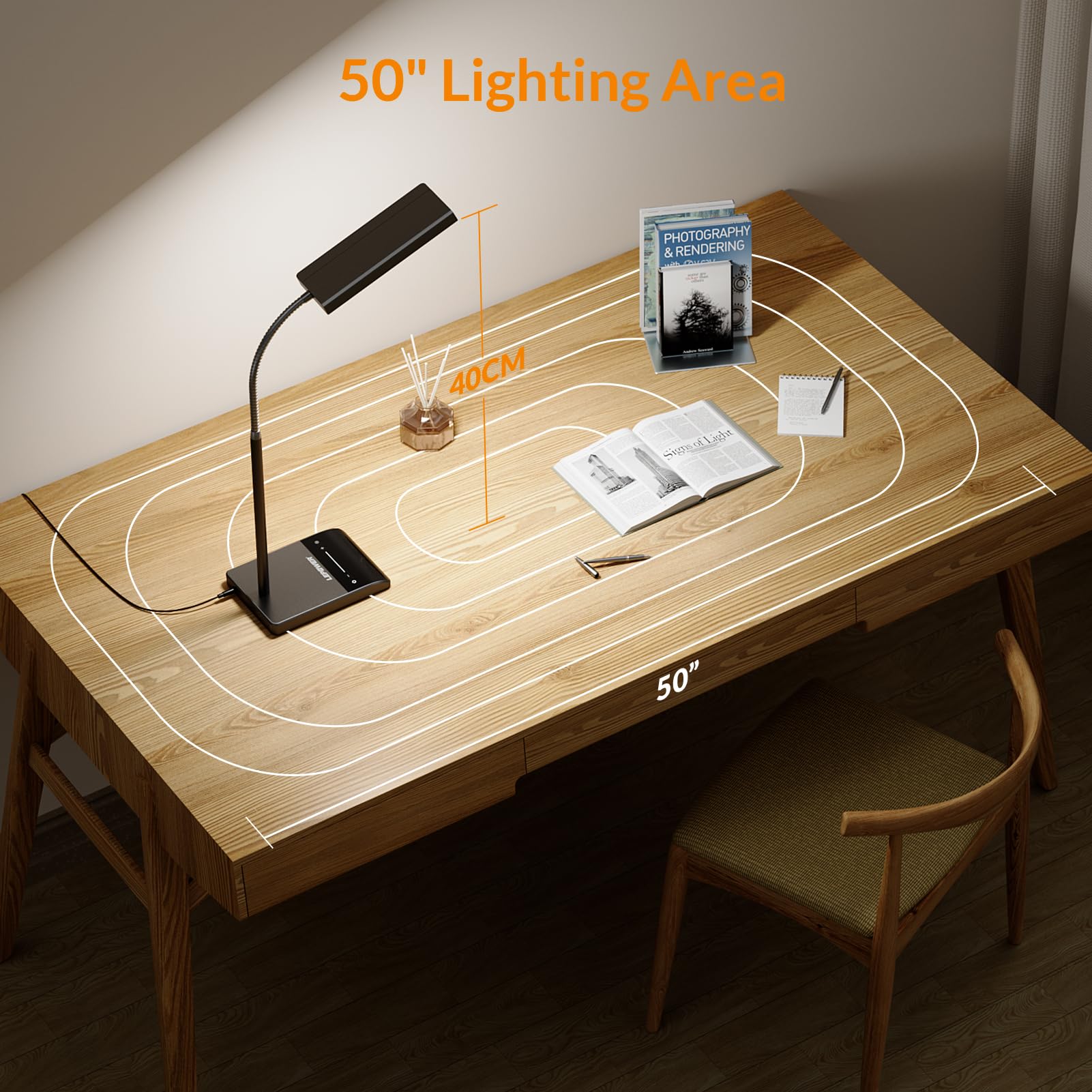 LEPOWER 800LM LED Desk Lamp with 50 Lighting Modes - Adjustable Gooseneck Touch Table Lamp for Home Office, Study & Bedroom - Eye-Caring Reading Light with 12W Brightness (Black) | Perfect for Night Reading, Computer Work & Homework