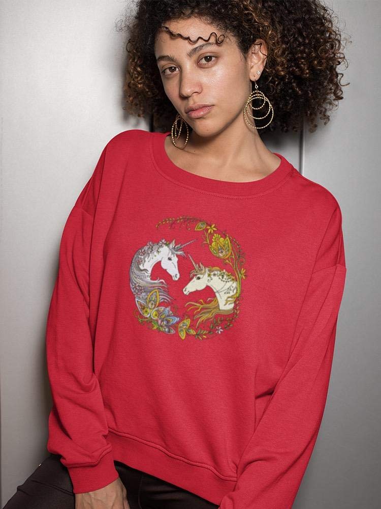Smartprints Women's Beautiful Unicorn Portrait Sweatshirt | Soft & Comfortable Pullover for Casual Wear, Gifts & Fantasy Lovers