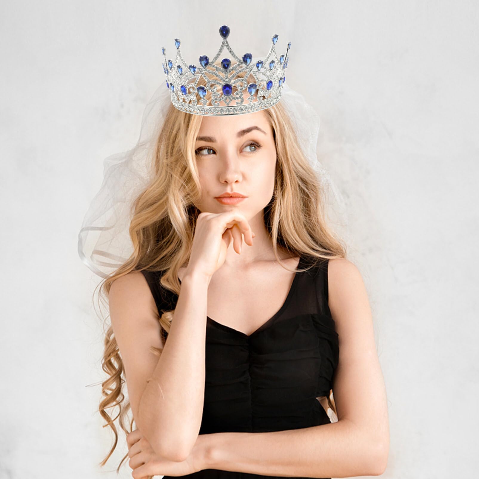 Amosfun Crown Hair Jewelry for Women - Elegant Bridal Hair Accessories, Wedding Headband, Birthday & Cosplay Accessories with Oversized Zircon Design | Perfect for Weddings, Parties, Prom, and Special Occasions