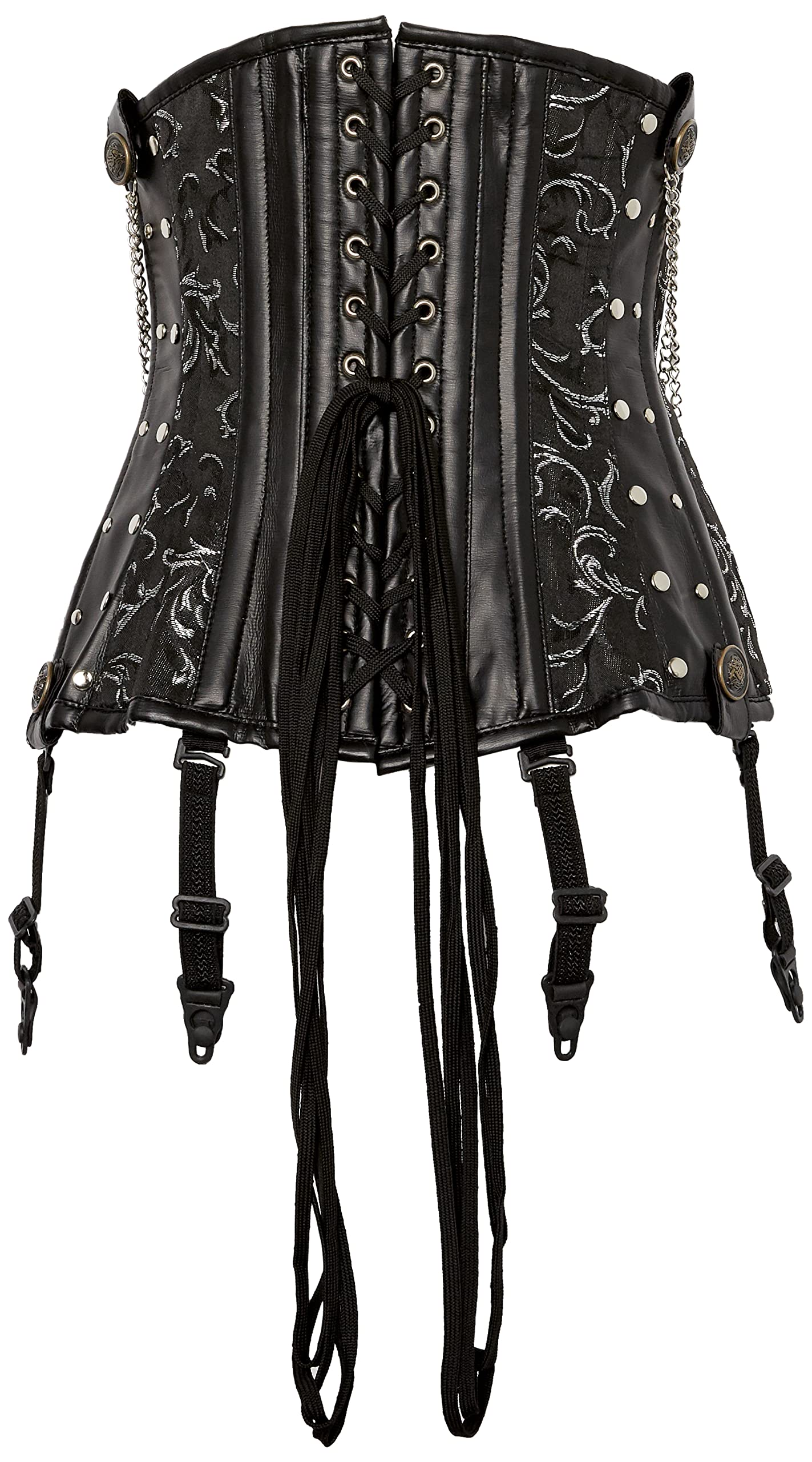 Steel Boned Underbust Corset for Women with Chains & Clasps - Daisy Corset for Waist Training, Burlesque, Cosplay & Gothic Fashion