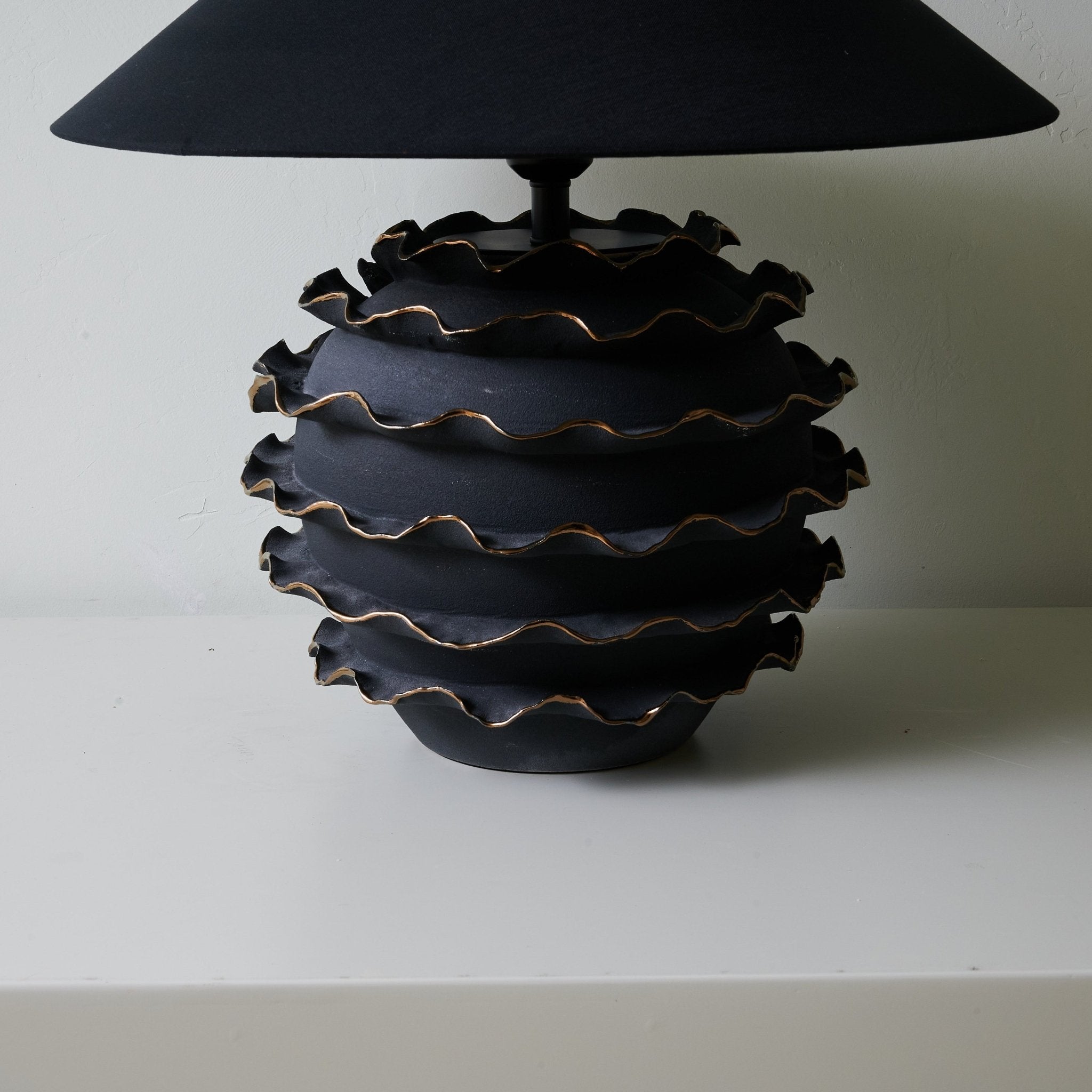 Eclipse Ruffle Table Lamp - Elegant Bedside Lighting for Bedroom, Living Room & Office - Soft Glow Modern Decor Lamp for Home & Workspace