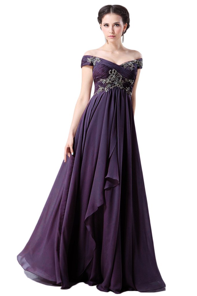 Elegant Off Shoulder Chiffon Prom Dress for Women - Formal Evening Gown for Party, Homecoming, Wedding Guest - Perfect for Special Occasions & Red Carpet Events
