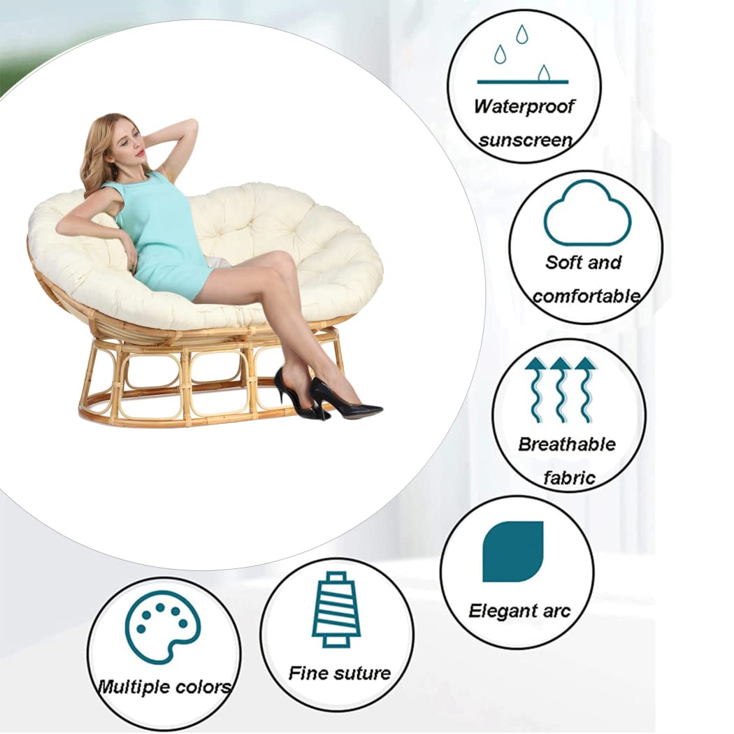 Double Oversized Papasan Chair Cushion - Egg Chair Cushion for Indoor & Outdoor Use - Dark Grey 67x47x6in - Perfect for Patio, Garden, Sunroom & Relaxation