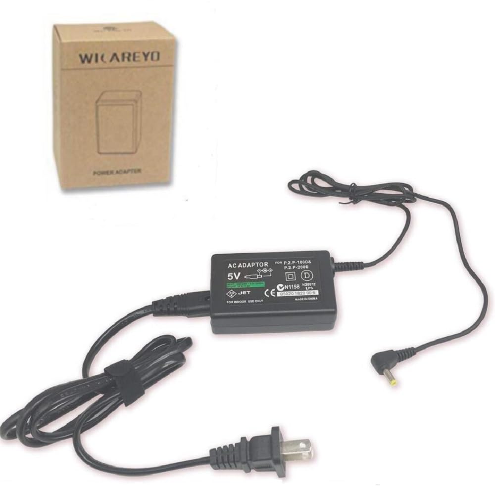 Original AC Adapter Power Supply Cord for PSP 1000/2000/3000 - Replacement Charger Cable with Fast Charging - Perfect for Gaming, Travel & Home Use