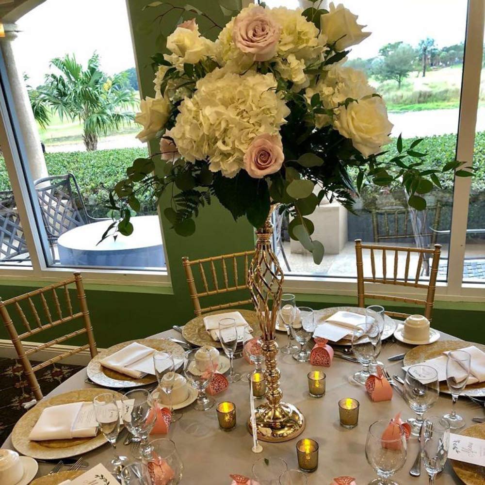 Premium Gold Plastic Charger Plates - Elegant Embossed Floral Design Set of 8 (13 Inch) - Stunning Dinnerware for Weddings, Easter, Formal Dinners & Special Occasions - Perfect Table Decor for Holiday Parties, Bridal Showers & Fine Dining Events