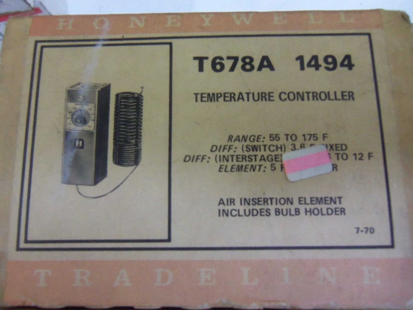 Honeywell T678A1494 Remote Bulb Temperature Controller - 55°F to 175°F Range for HVAC, Refrigeration & Industrial Automation Systems