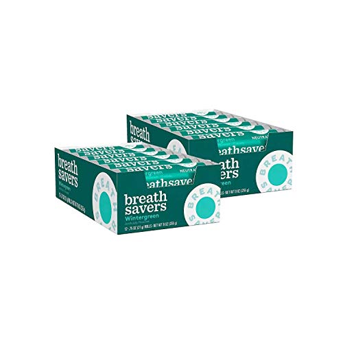 Breath Savers Wintergreen Mints - 24 Count (12 Piece Packs) - Fresh Breath Mints for On-the-Go, Office, and After Meals - Sugar-Free Oral Care Solution