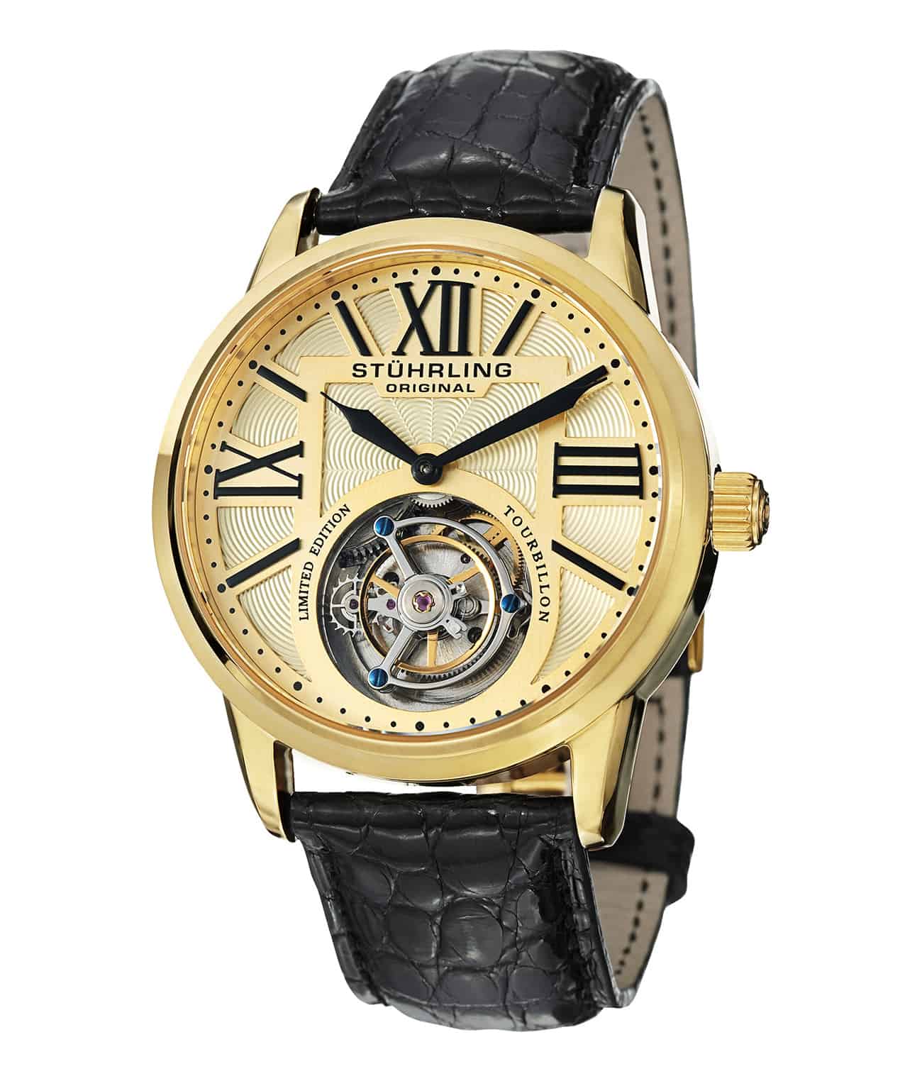Gold Dial / Gold Case / Black Alligator Strap Deployant Buckle