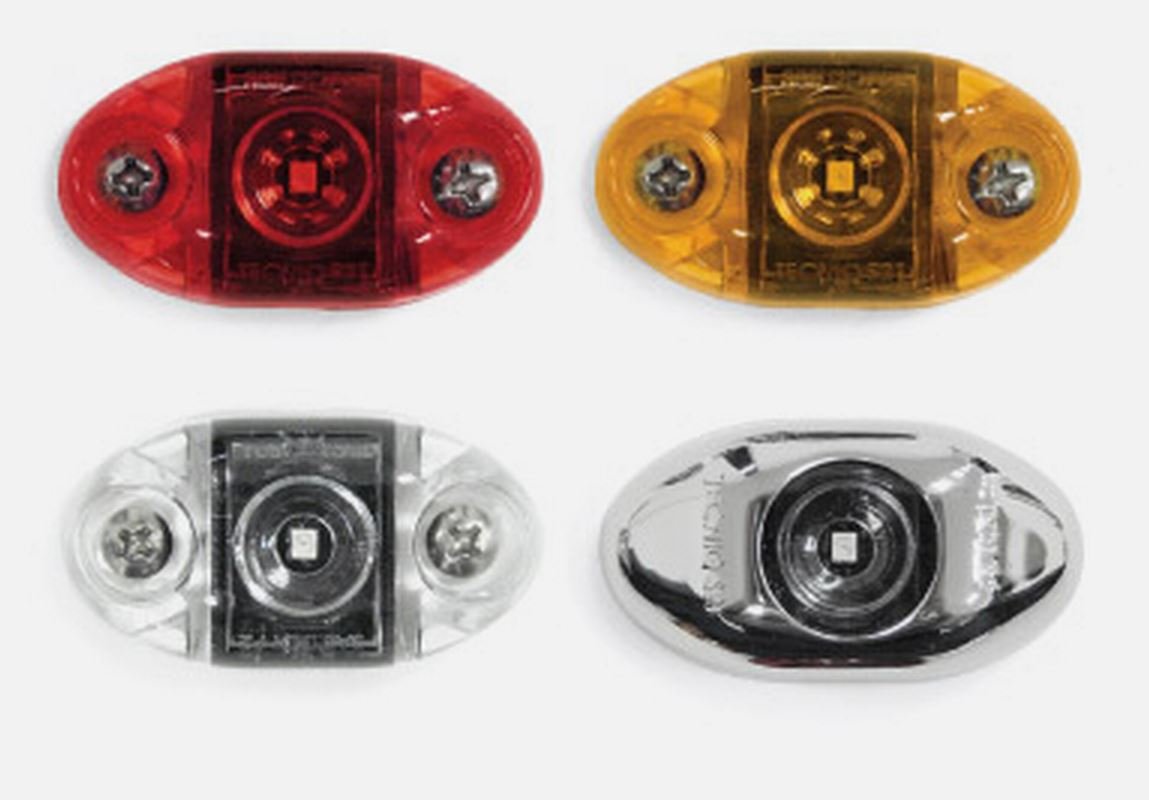 TecNiq USA-Made Amber LED Oval Surface Mount Clearance Side Marker Light - Durable PC Housing for Trucks, Trailers & Marine Applications