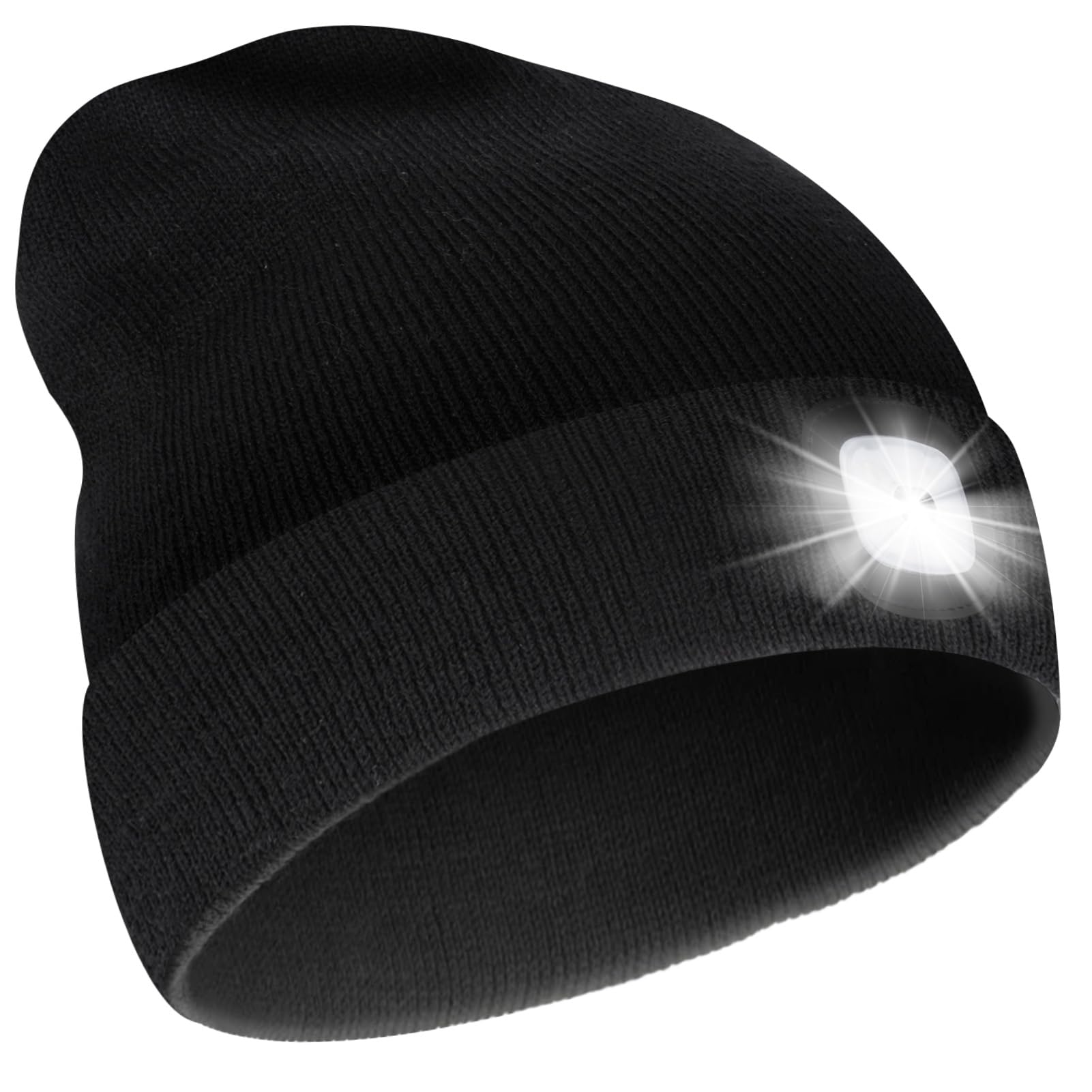 Rechargeable LED Beanie Hat with Light - Unisex Winter Warm Knit Cap for Men & Women - Perfect Birthday Gift, Christmas Present - Ideal for Outdoor Activities, Camping, Hiking, Night Running