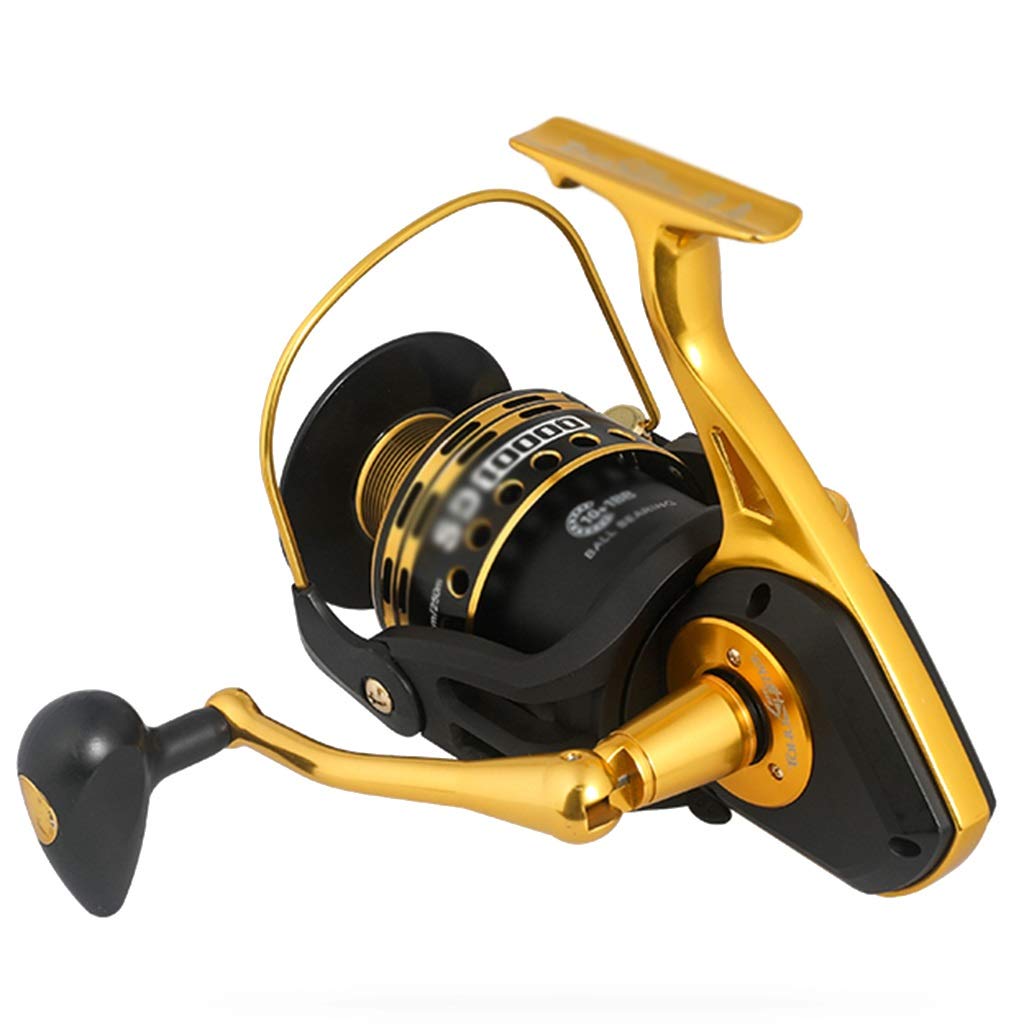 Premium 9000 Series Full Metal 11-Bearing Spinning Fishing Reel - Long Range Saltwater & Freshwater Fishing Gear (Black, 10000 Size) - Ideal for Deep Sea, Surf, and Offshore Angling Adventures