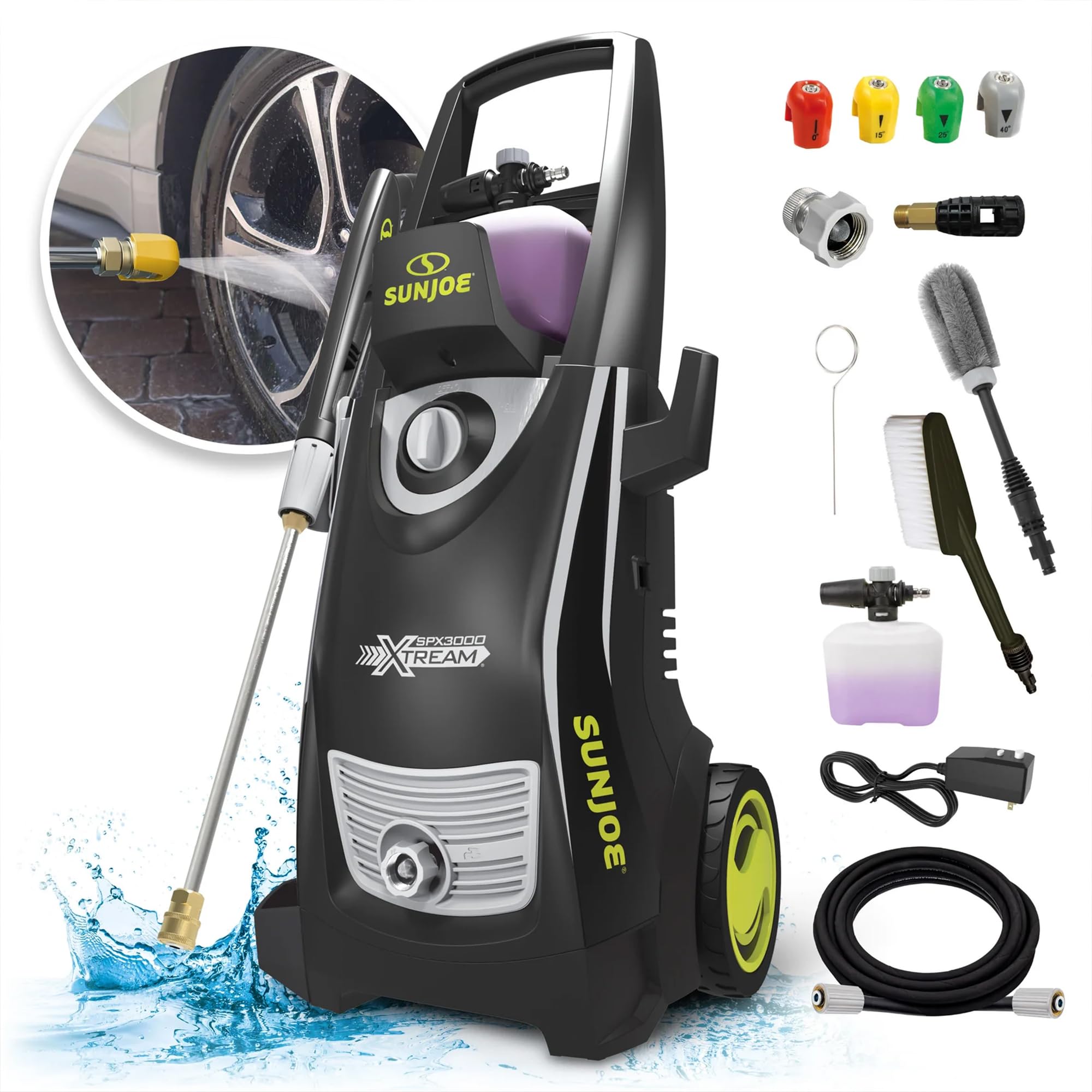 Sun Joe SPX3000-XT1 XTREAM 13-Amp 2200 Max PSI 1.65 GPM Electric Pressure Washer - Perfect for Cleaning Driveways, Decks, Cars & Outdoor Surfaces