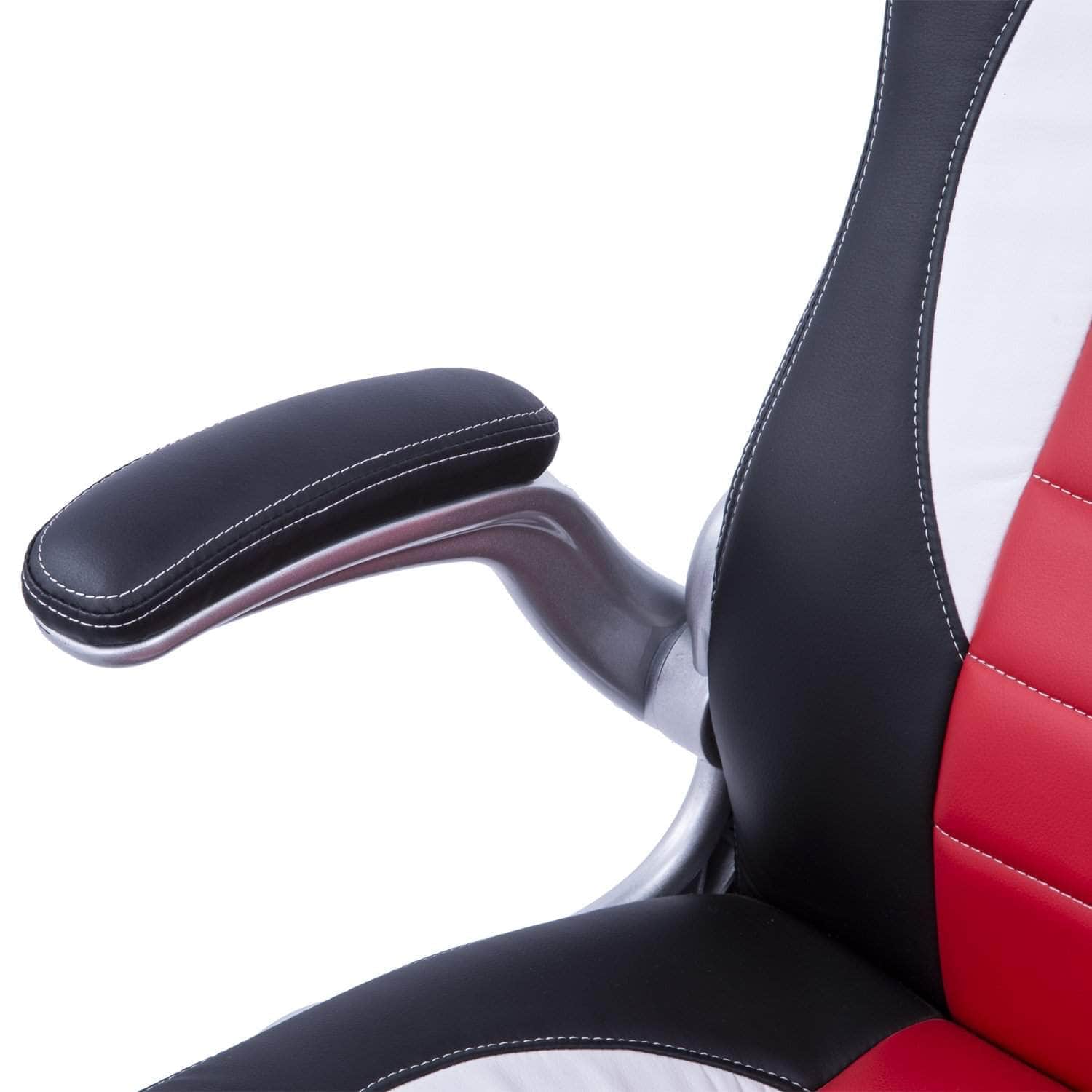 Premium Racing Style Office Gaming Chair - Ergonomic Swivel & Adjustable Armrest - PU Leather Executive Desk Chair for Home & Work - Available in Black & Red (Perfect for Gamers & Remote Workers)
