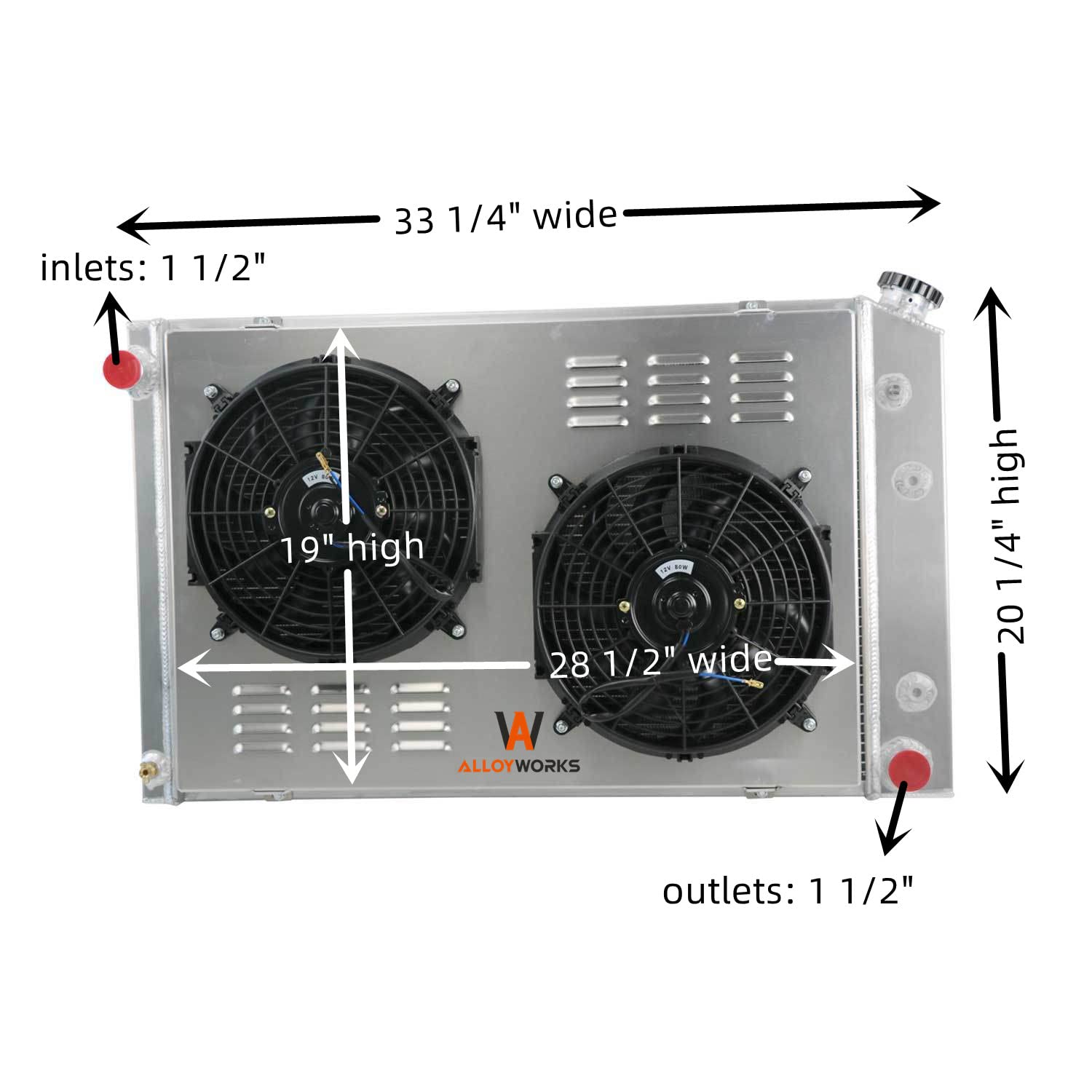 **ALLOYWORKS CU716 Full Aluminum Radiator & Dual 12'' Fan Shroud with Relay Kit for 1973-1991 Chevy C/K 10 20 30 Series & GMC Trucks, Pickup, Blazer, Suburban, Jimmy - Compatible with Multiple V8 Models (3-Row, AT/MT) - Perfect for Off-Roading, Towing & High-Performance Cooling**