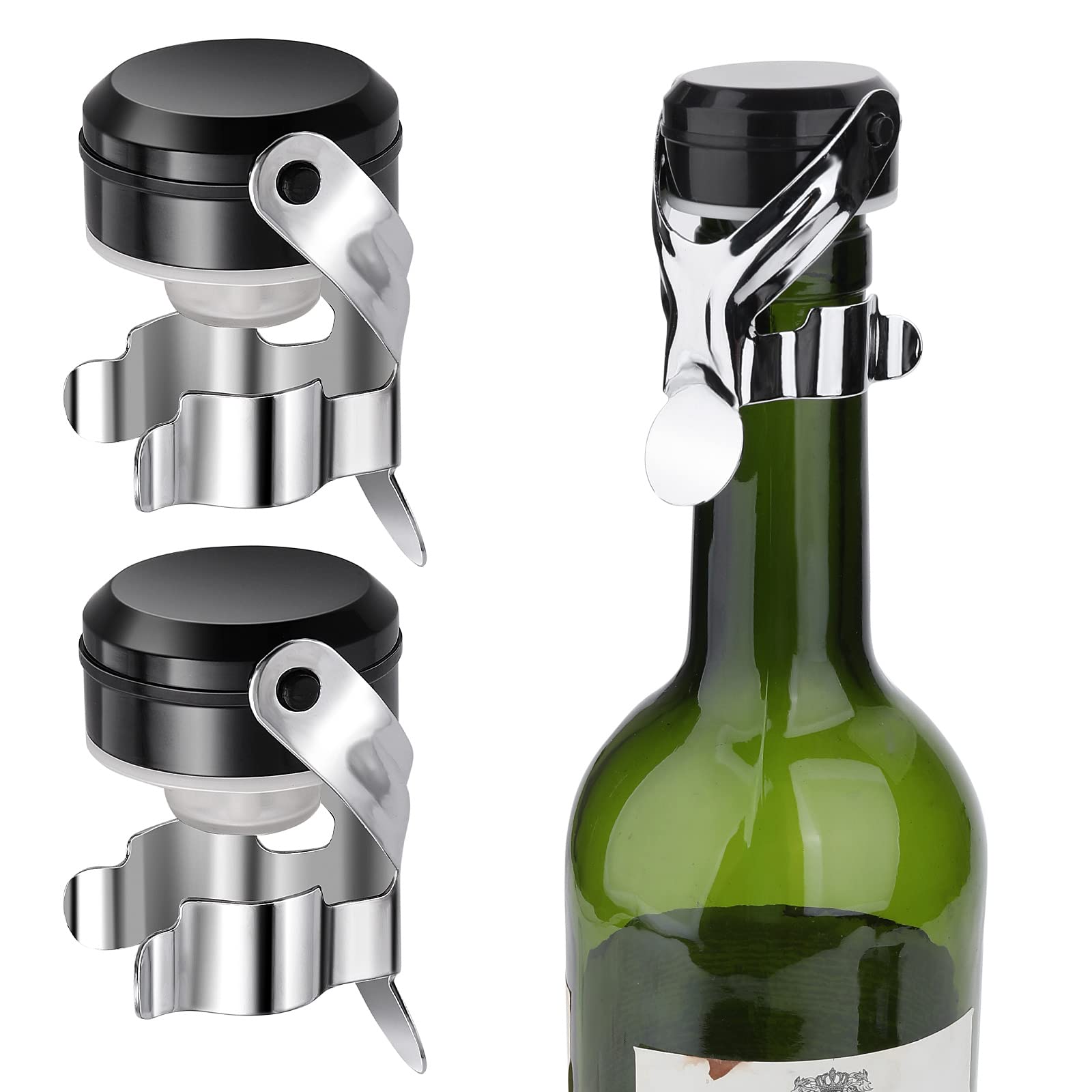Prasacco 2-Pack Premium Champagne Stoppers - Reusable Wine Bottle Sealer for Champagne, Cava & Prosecco - Airtight Sparkling Wine Preserver for Parties, Weddings & Home Bars