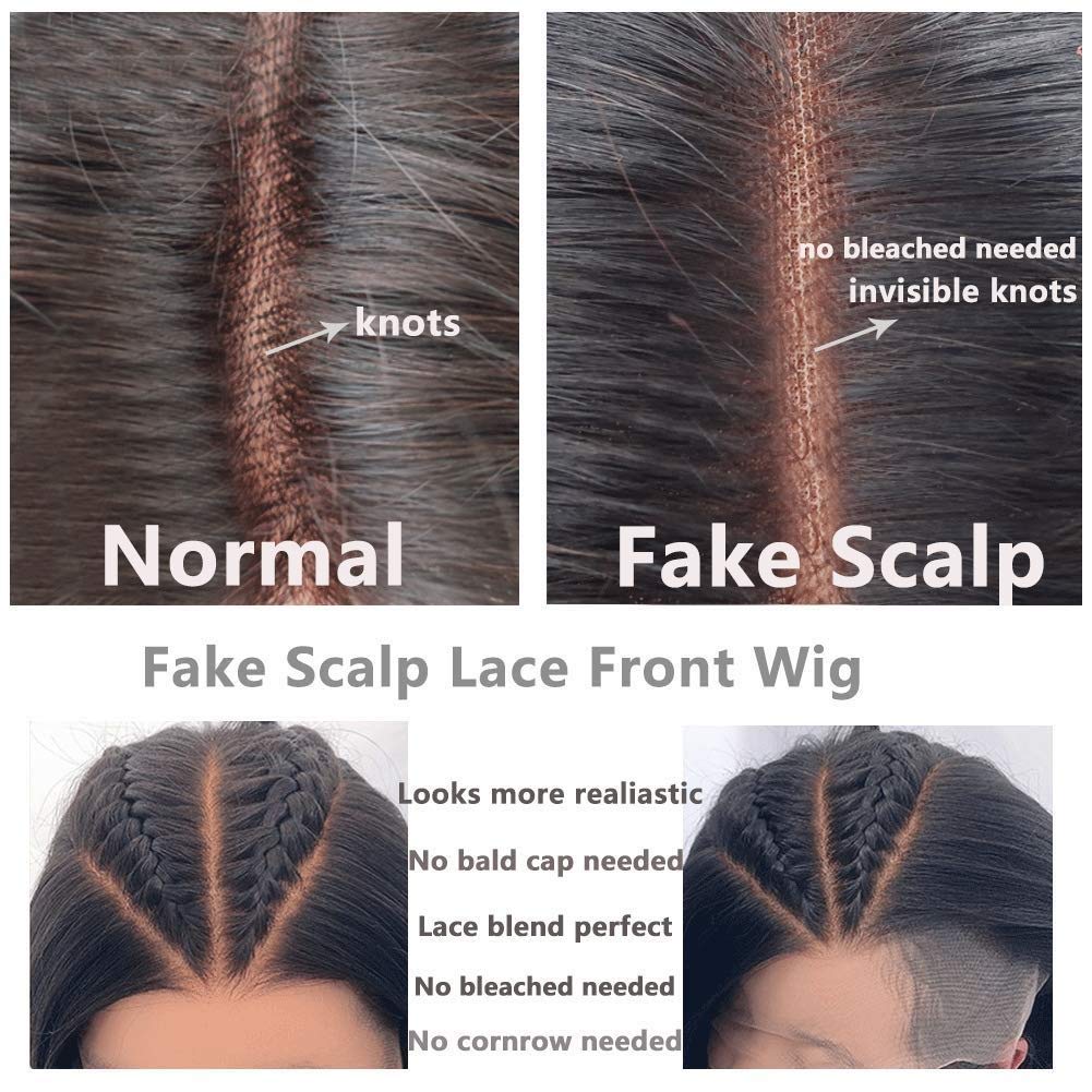 13x4 Lace Front Wigs Human Hair - Pre Plucked Bleached Knots with Baby Hair | 10A Brazilian Virgin Human Hair Wigs for Black Women | Small Cap Fake Scalp Natural Black Kinky Straight No Shedding 130% Density 20