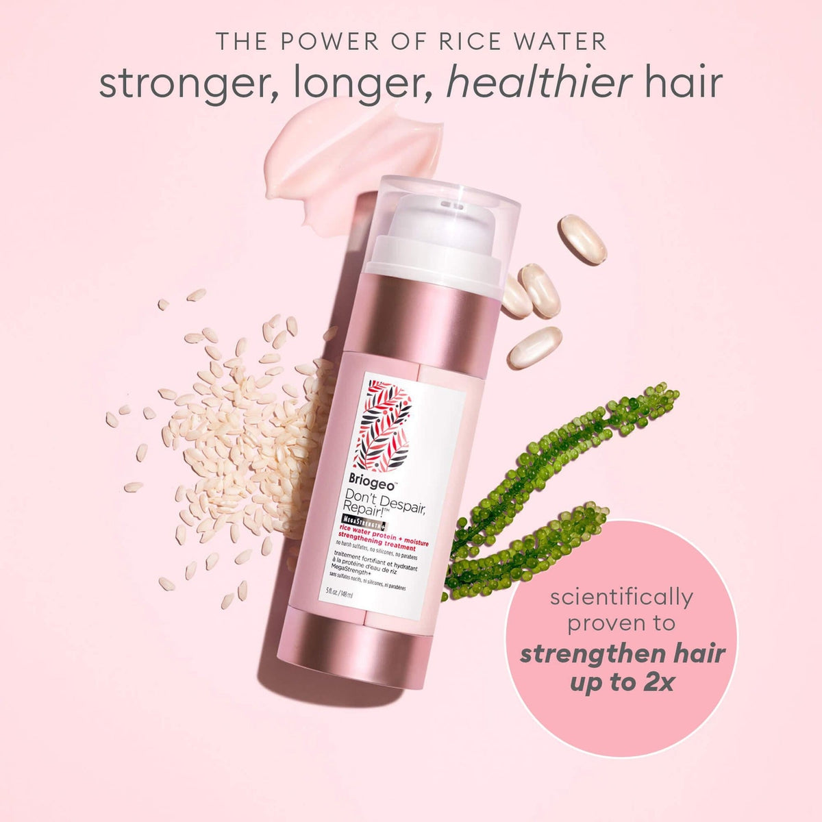 Rice Water Protein & Moisture Strengthening Hair Treatment for Dry & Damaged Hair – Repair & Hydrate for Shiny, Healthy Locks – Perfect for Daily Use & Post-Color Care