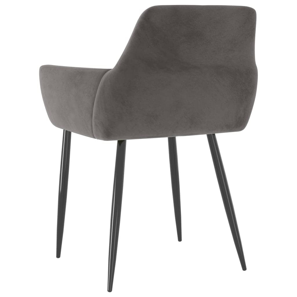 vidaXL Set of 4 Modern Dining Chairs - Dark Gray Velvet Upholstered with Metal Legs - Comfortable Seating for Dining Room, Kitchen, or Breakfast Nook - Perfect for Home, Restaurant, and Office Use