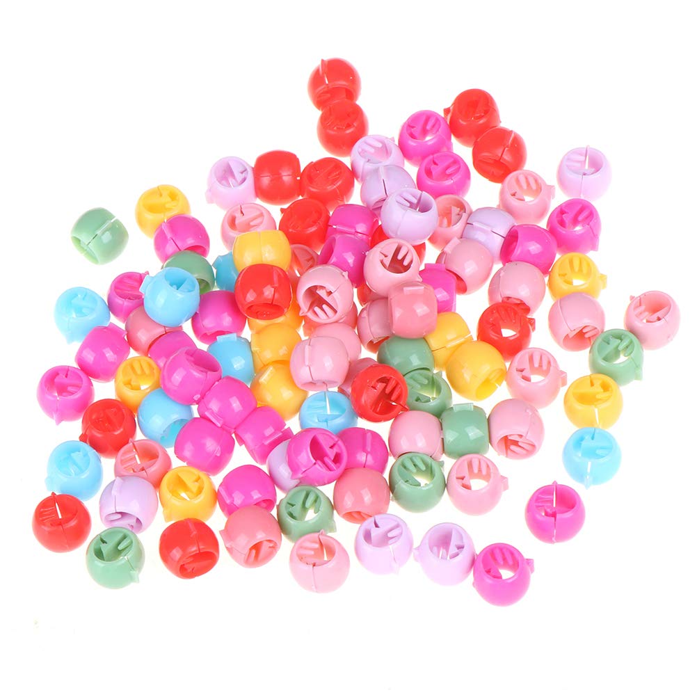 TBoxBo 100 PCS Mini Hair Claw Clips - Small Dreadlock Beads Plastic Round Hair Clips for Women, Girls & Kids - Cute Candy Color Hair Accessories for Braids, Ponytails & Hairstyles (Mixed Colors)