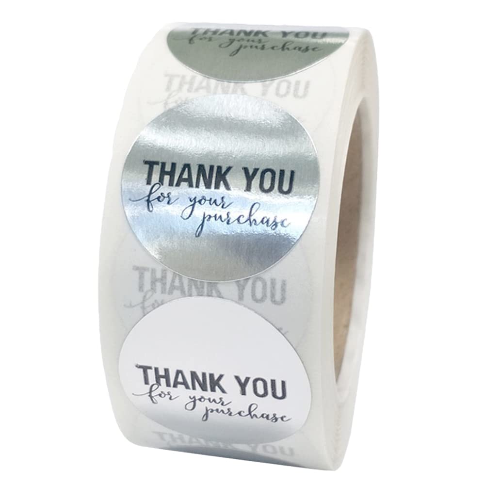 DengKai 500 Self-Adhesive Thank You Stickers Roll - Sealing Tags for Gift Wrapping & Packaging (1 Roll) - Perfect for Ecommerce Orders, Wedding Favors & Retail Packaging