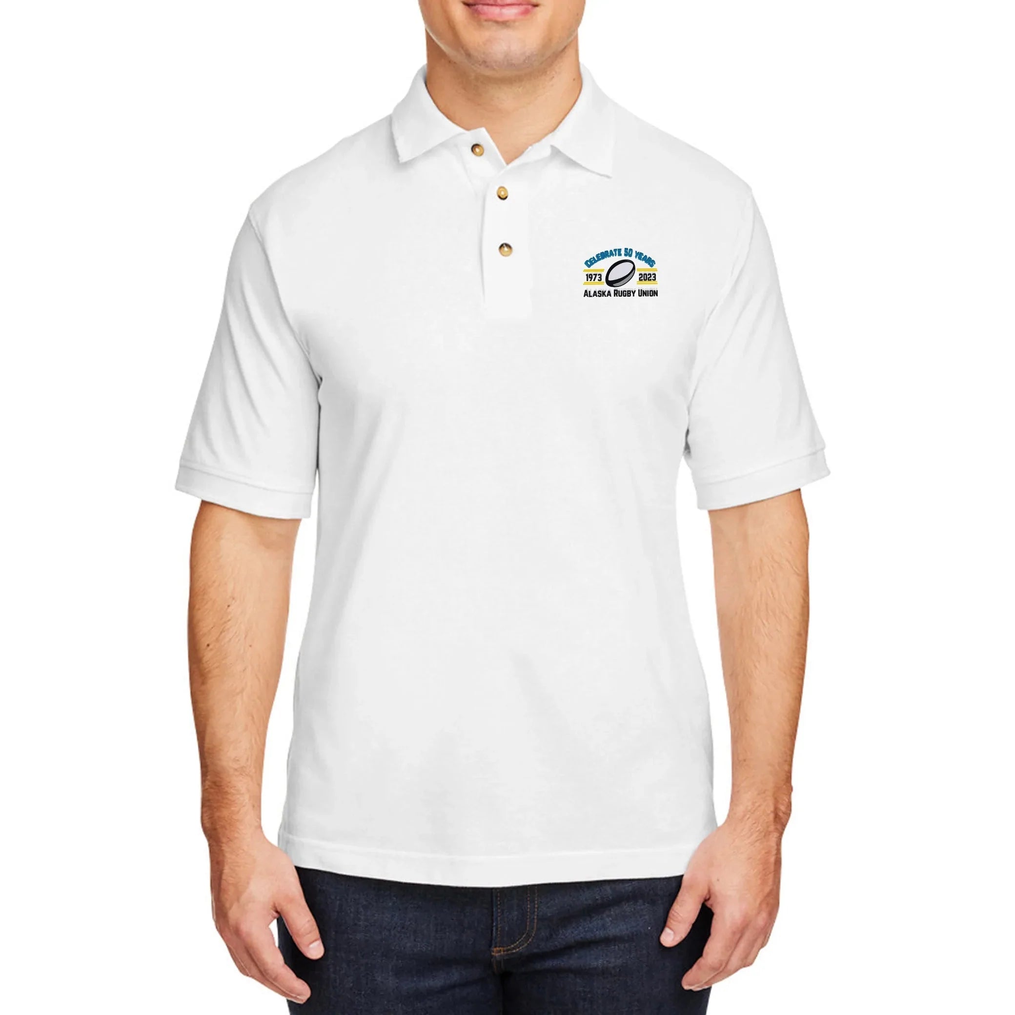 AKRU 50th Anniversary Men's Cotton Polo Shirt - Classic Casual Comfort for Golf, Work & Everyday Wear