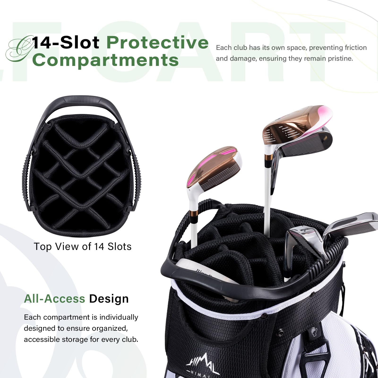 Premium 14-Way Divider Golf Cart Bag with Ample Storage | Durable Men's Golf Bag with Comfortable Handles & Umbrella Holder | Perfect for Club Tournaments, Driving Range & Golf Vacations